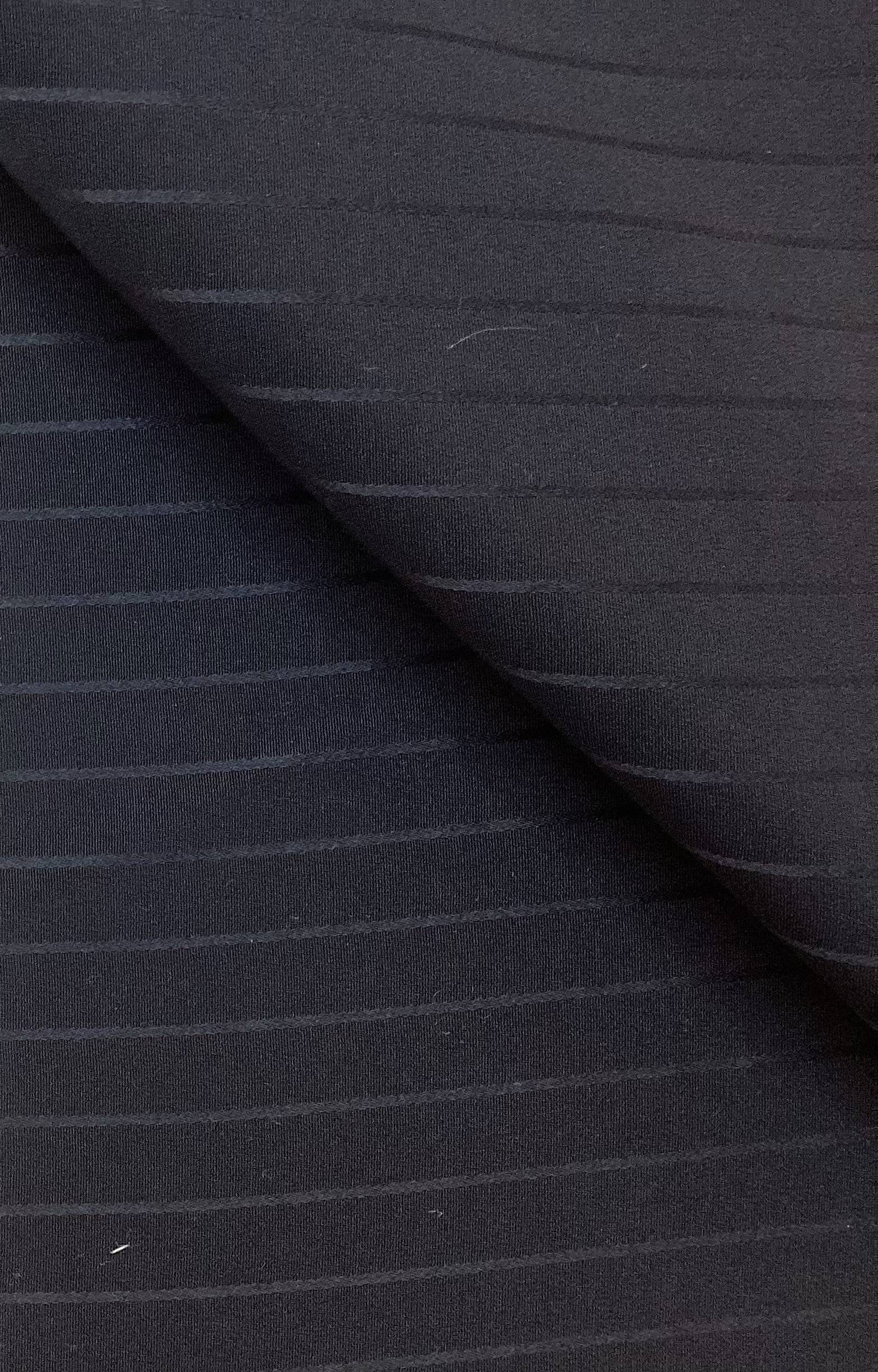 100% 4 Ply Silk Crepe Shadow Stripe in Midnight Navy