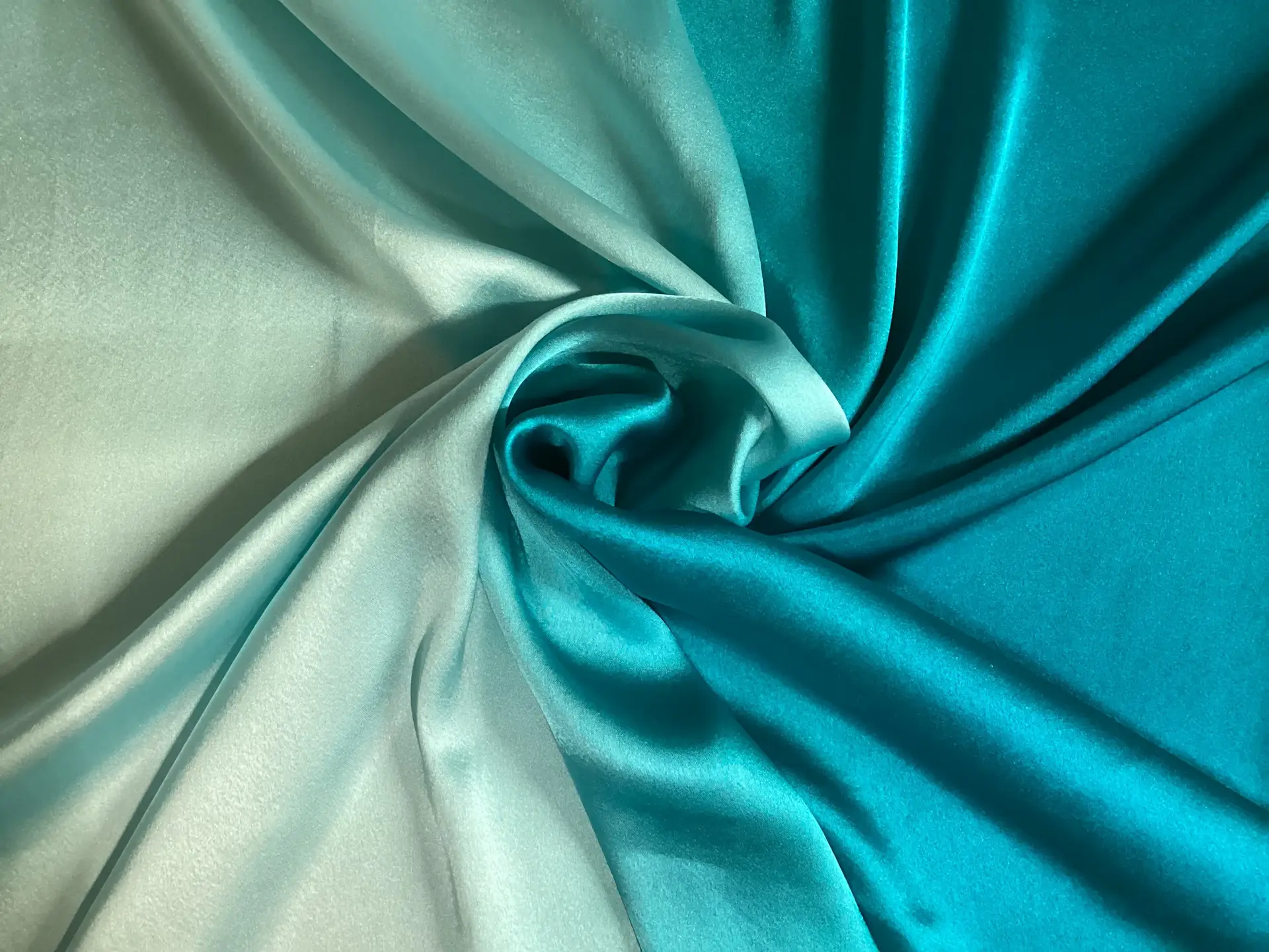 Ombre Polyester Charmeuse in Teal