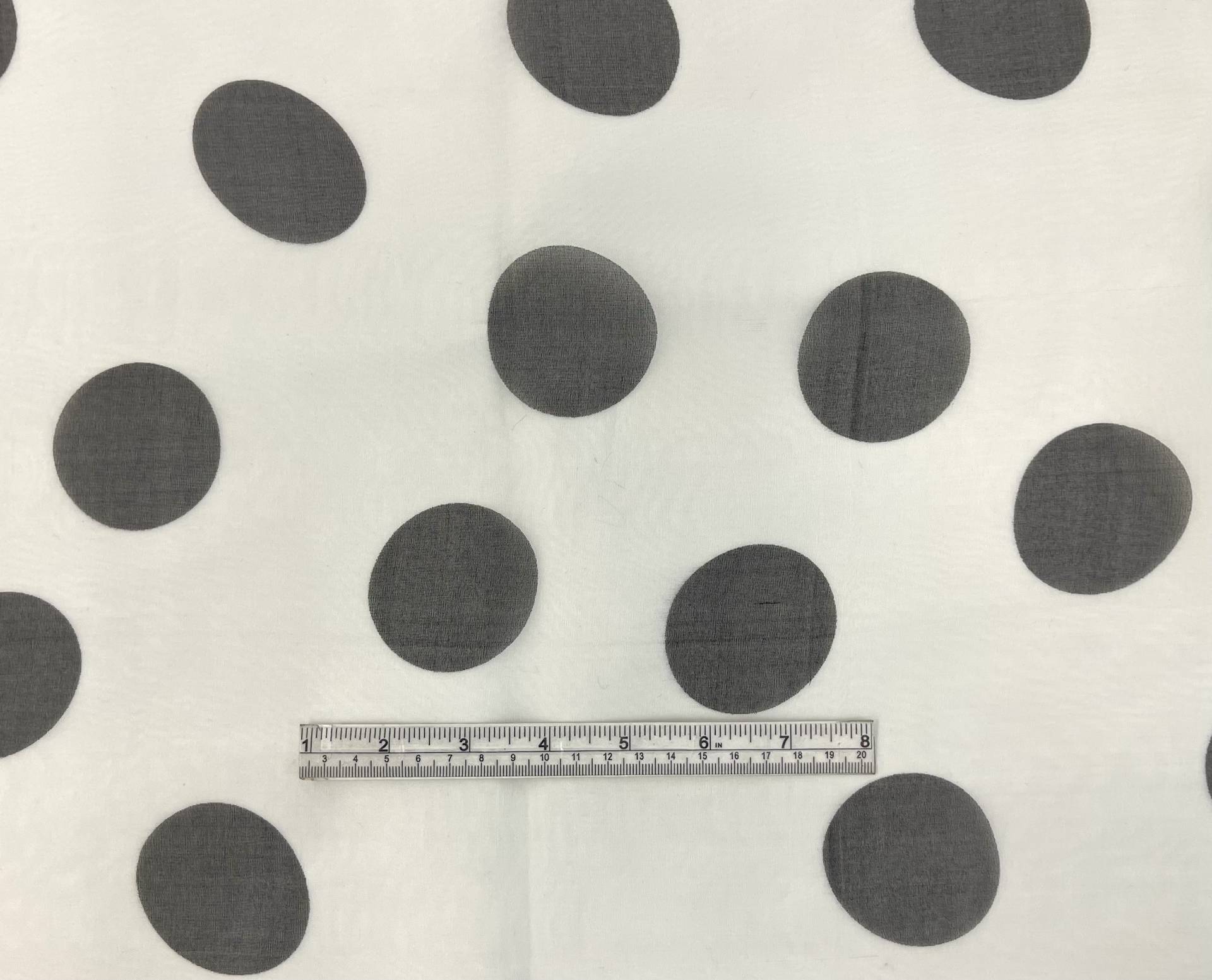 Pure Silk Organza with 2" Dot Black on White