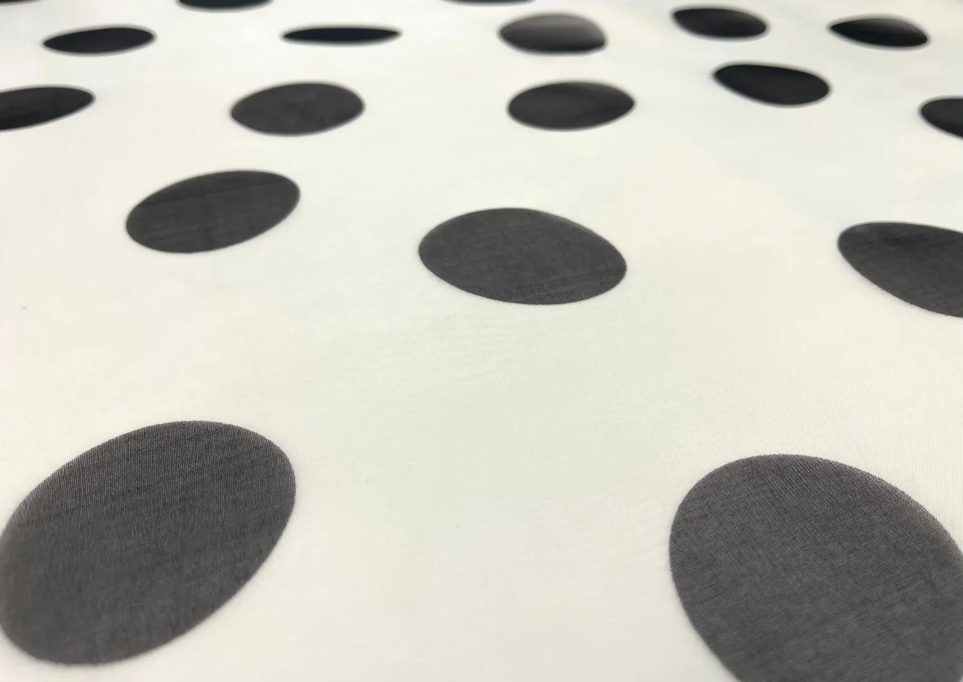 Pure Silk Organza with 2" Dot Black on White