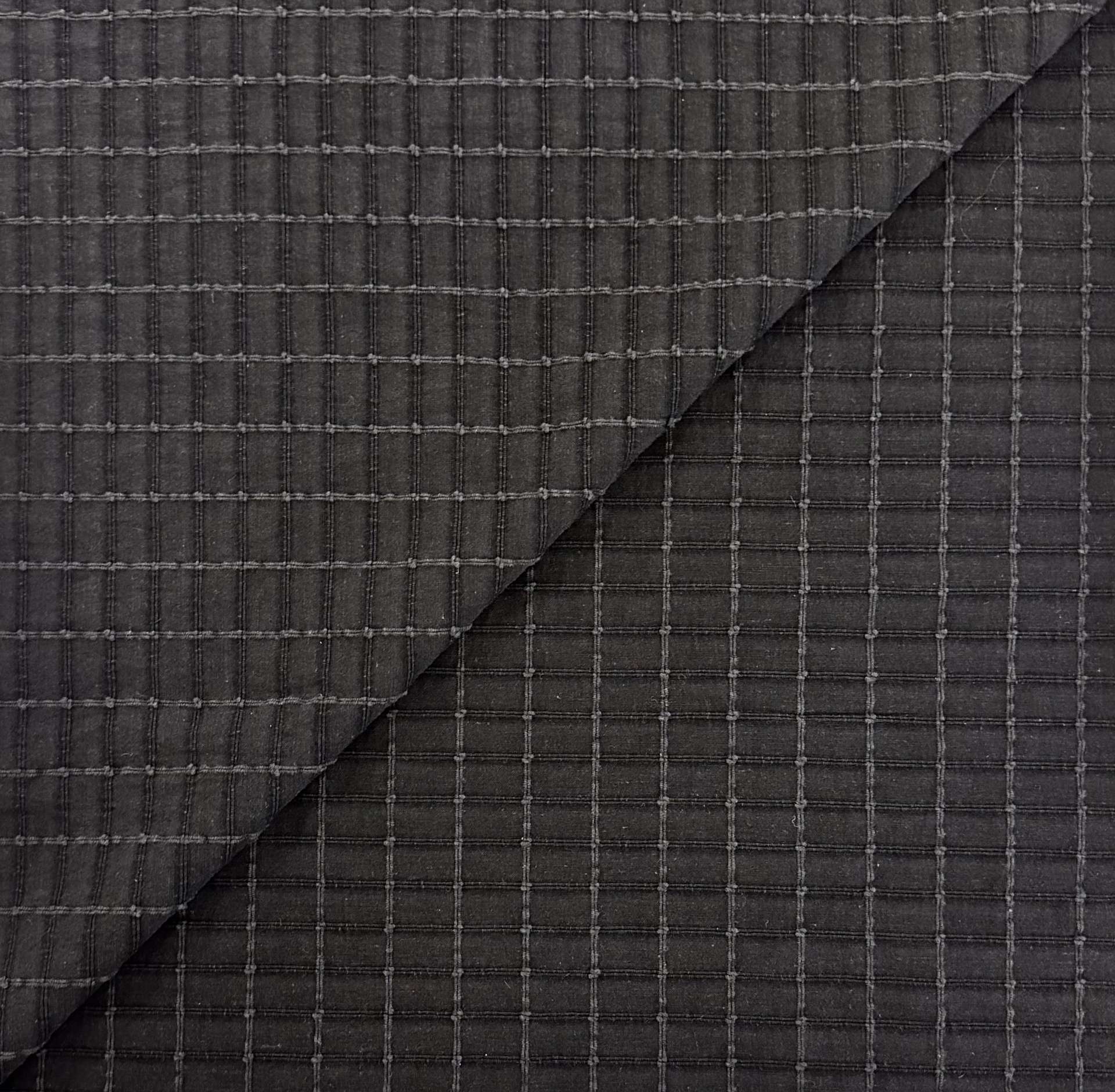 Cotton Rayon Linen Novelty Woven Windowpane in Black