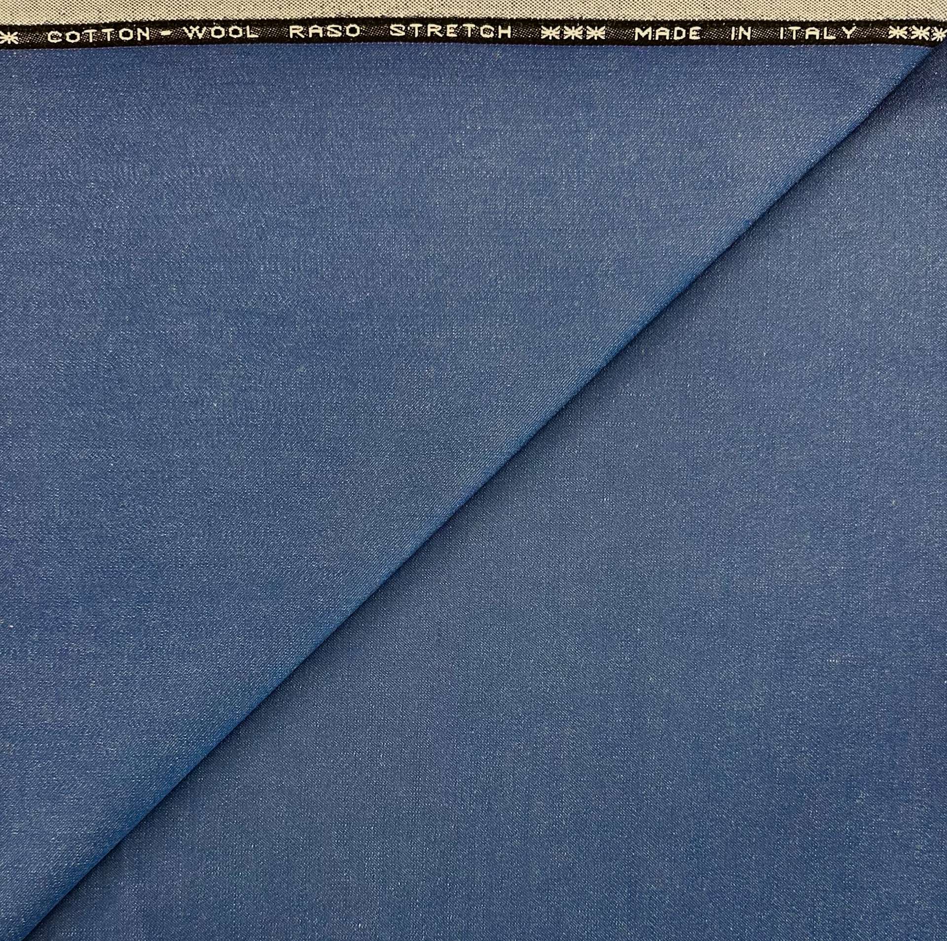 Italian Stretch Wool Cotton Suiting in Blu Chiaro
