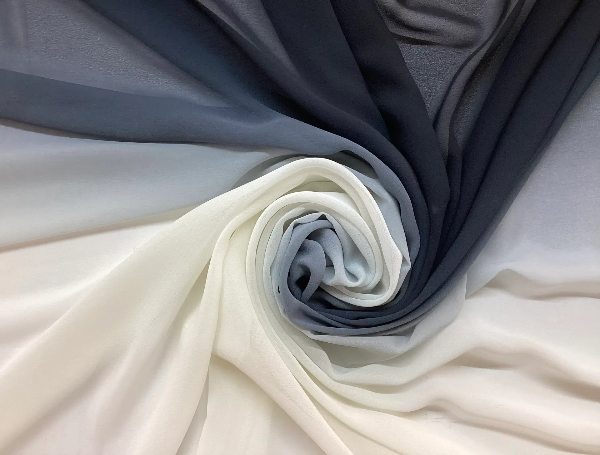 Ombre Polyester Chiffon in Black