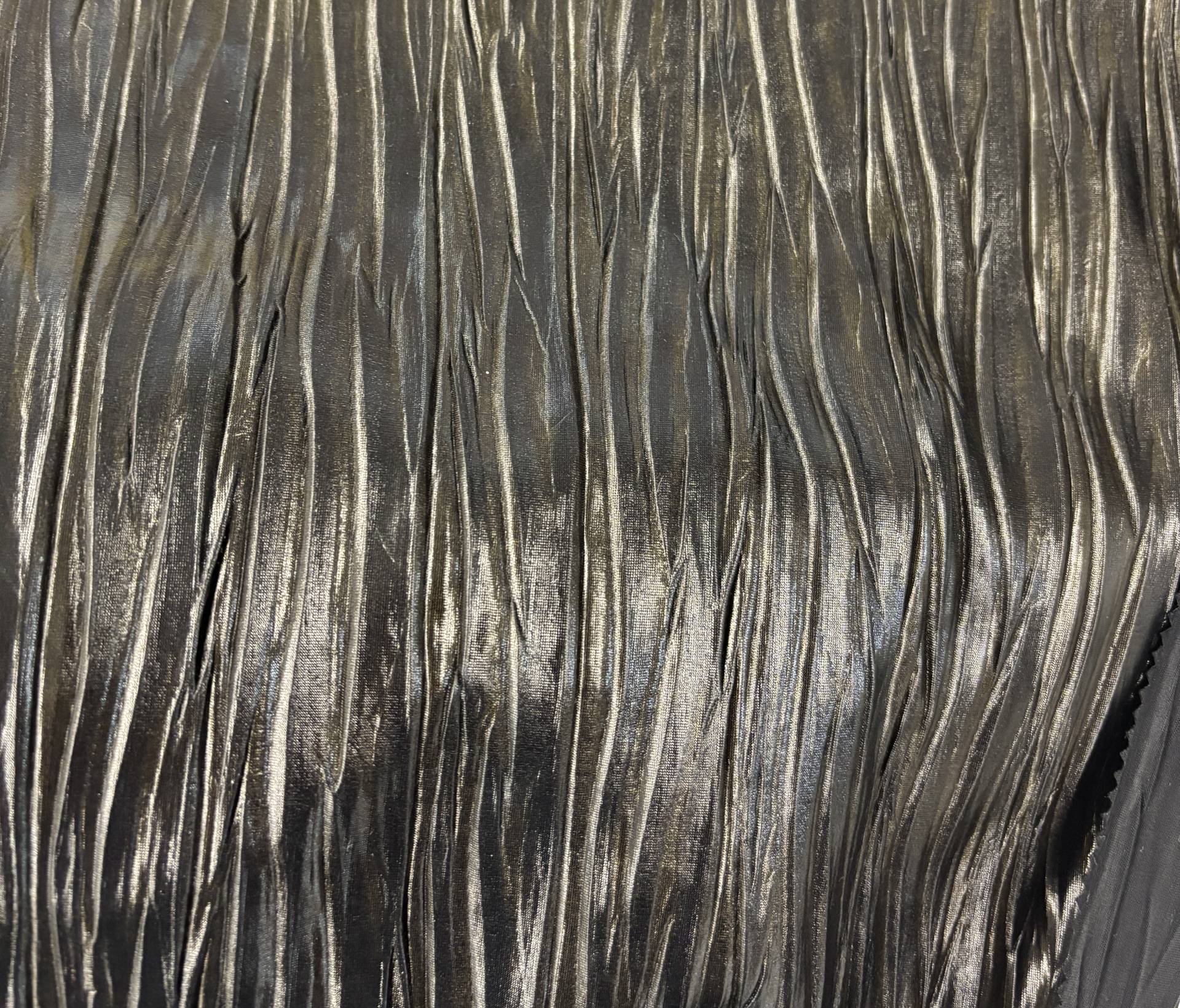Made in Spain Pleated Polyester Stretch Cire in Black