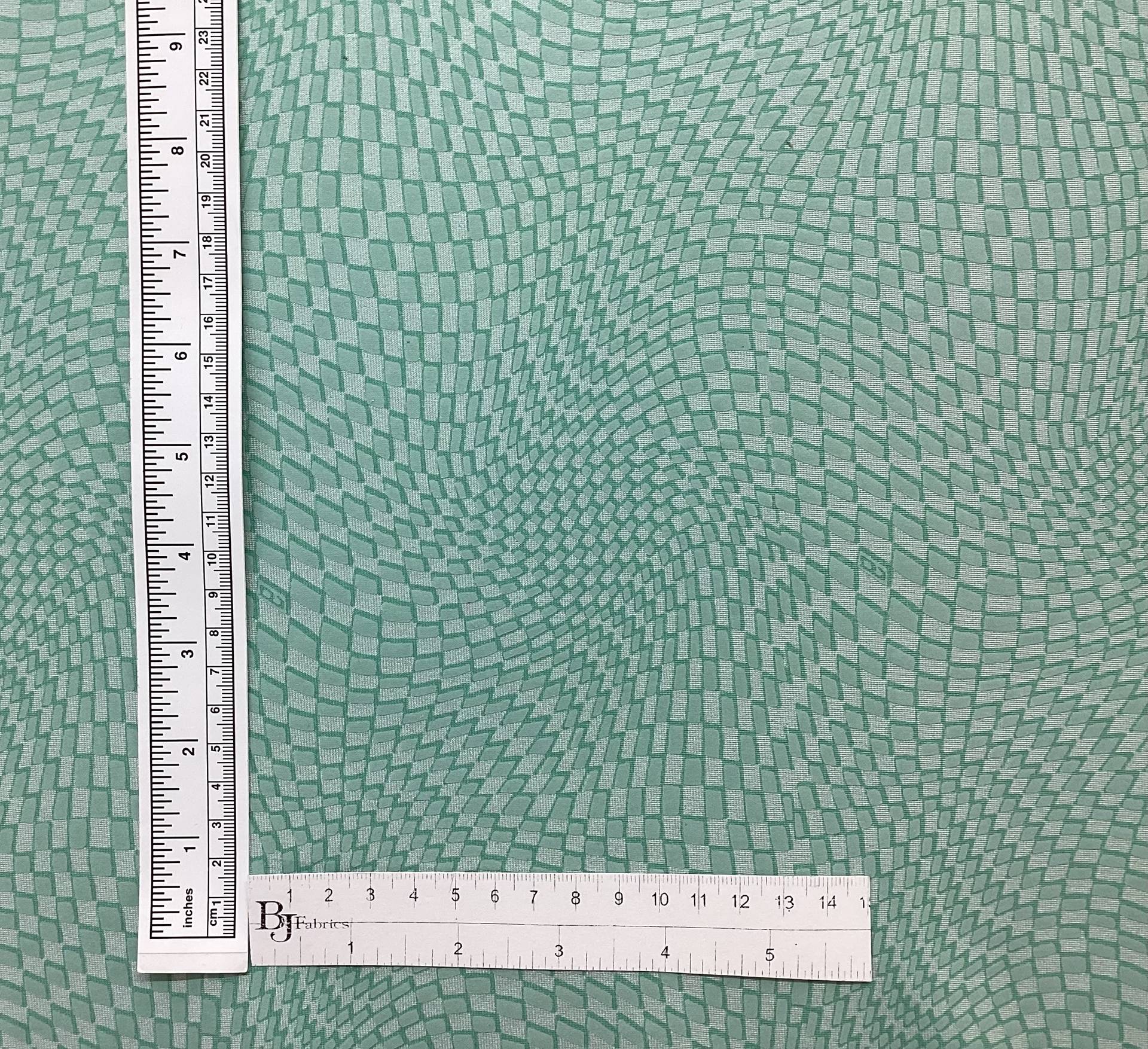 Printed Spandex Geometric Pattern In Aqua
