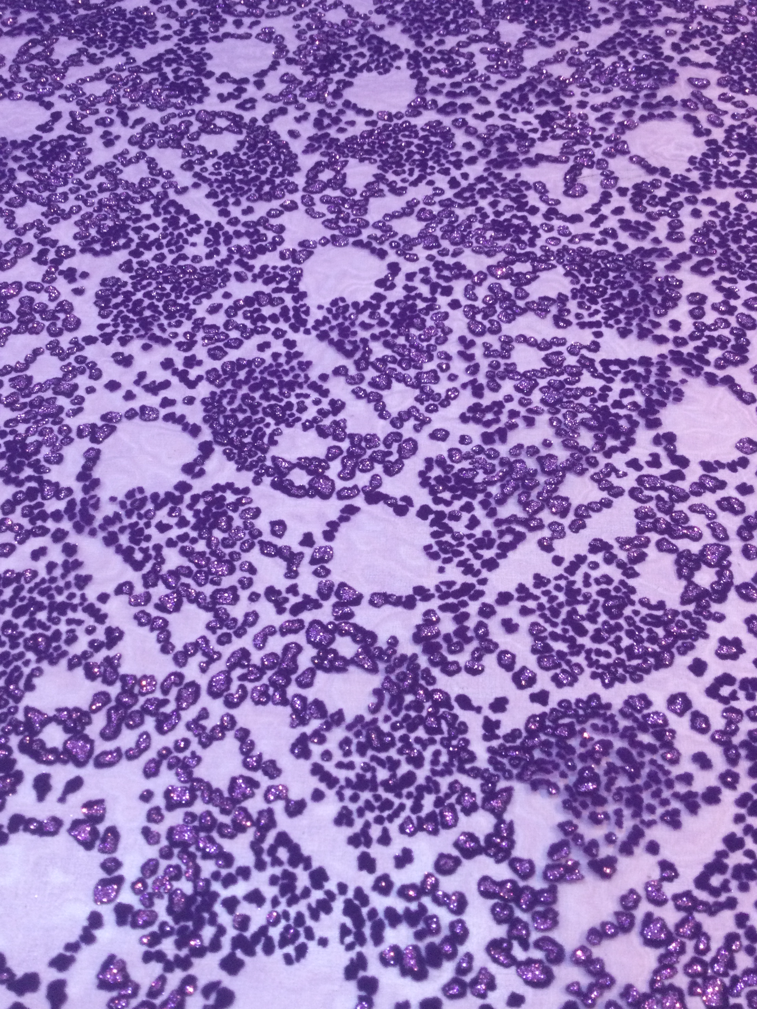 Silk Organza Glitter Flocked Panel in Purple