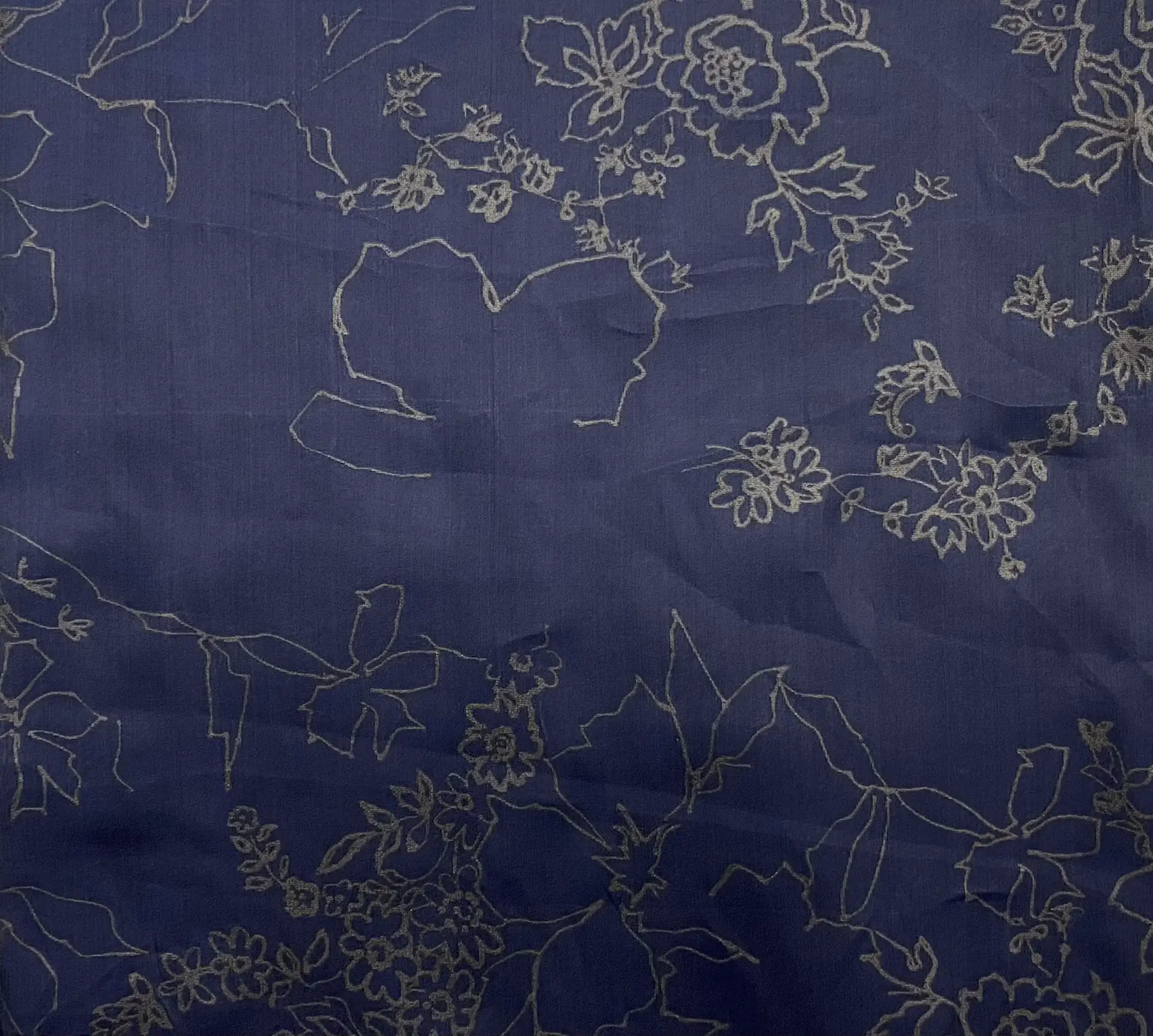 Made in Italy Silk Satin Organza With Heat Pressed Floral Patterns Fabric in Warehouse