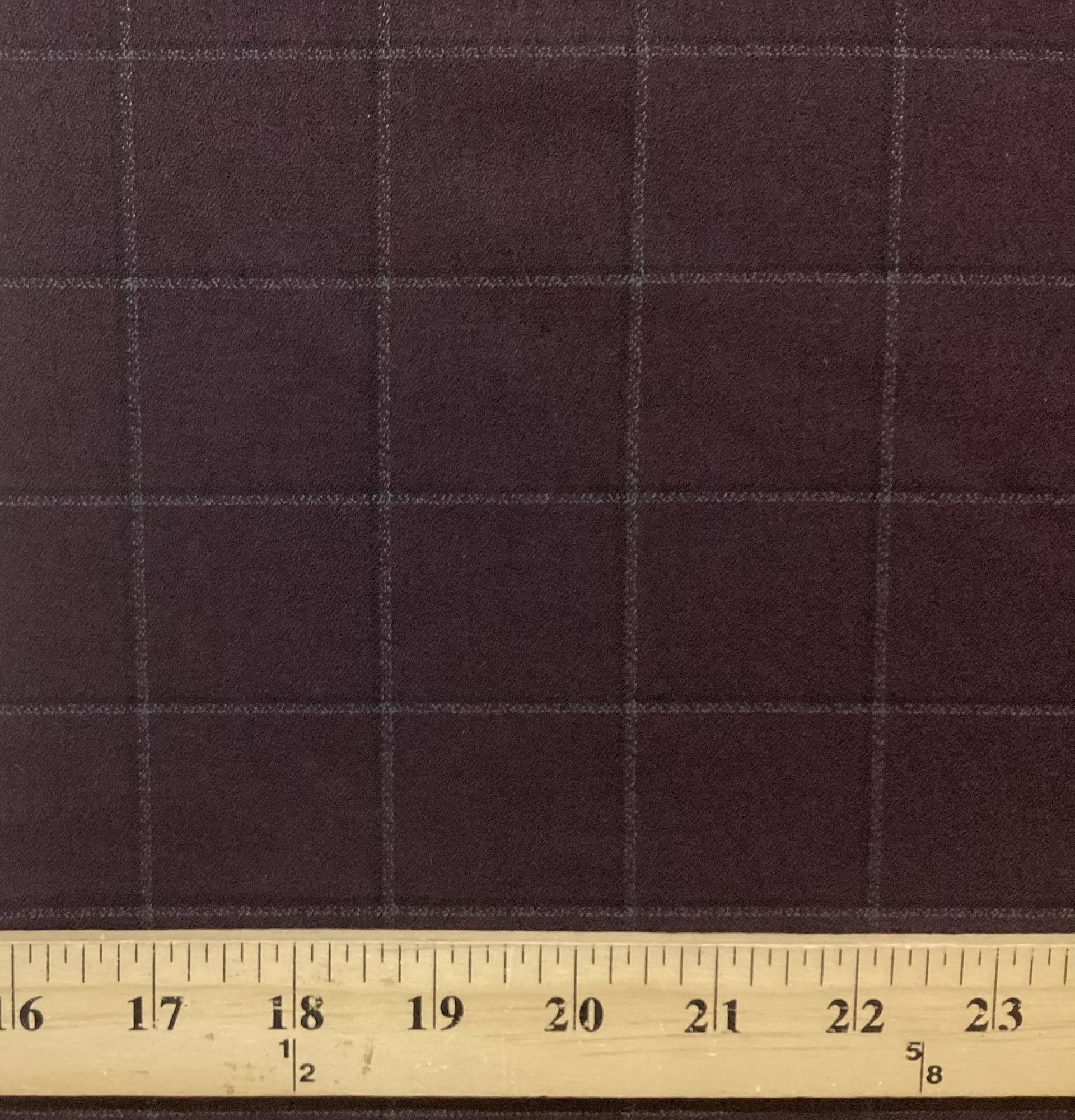 100% Wool Super 110s Window Pane in Burgundy