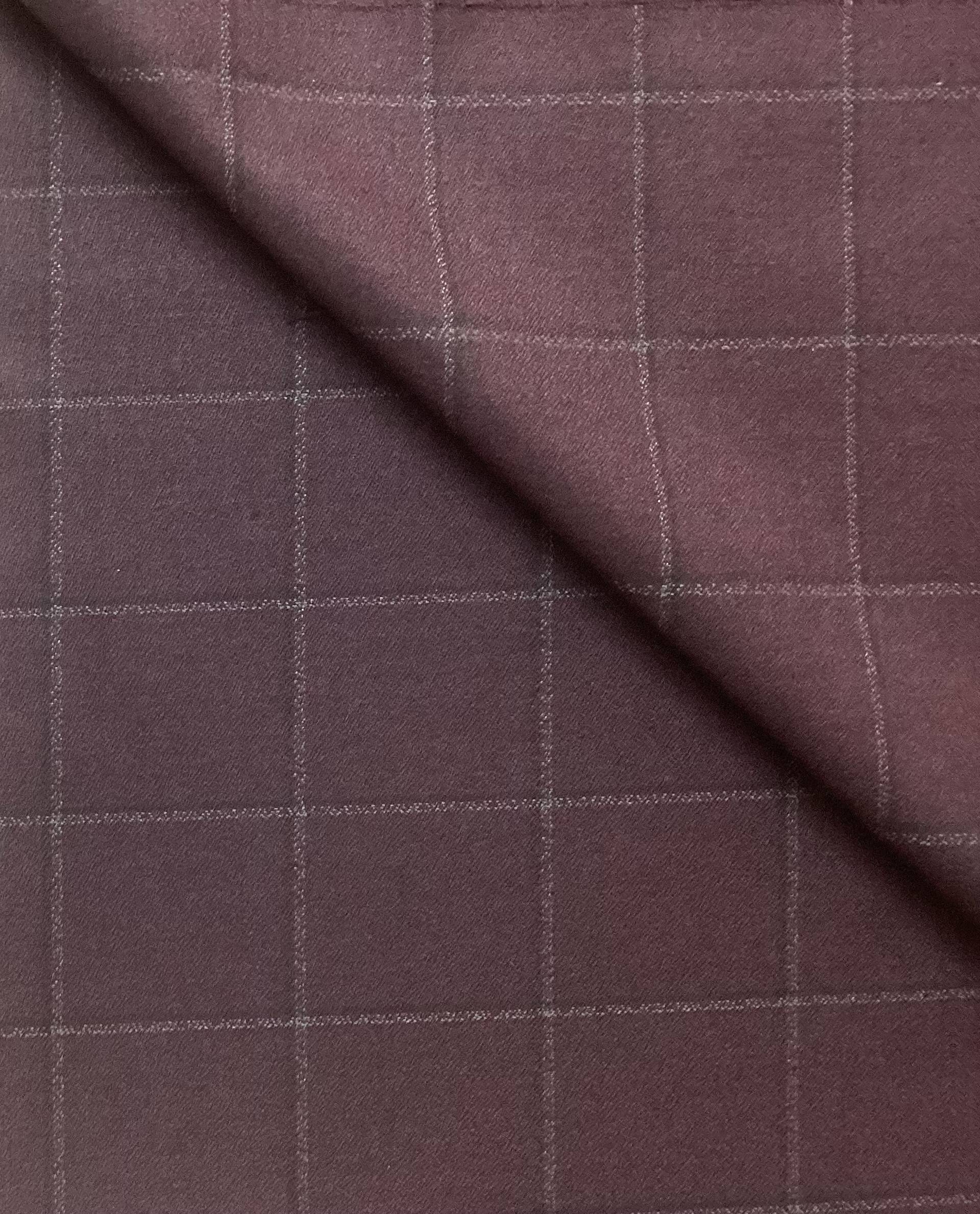 100% Wool Super 110s Window Pane in Burgundy