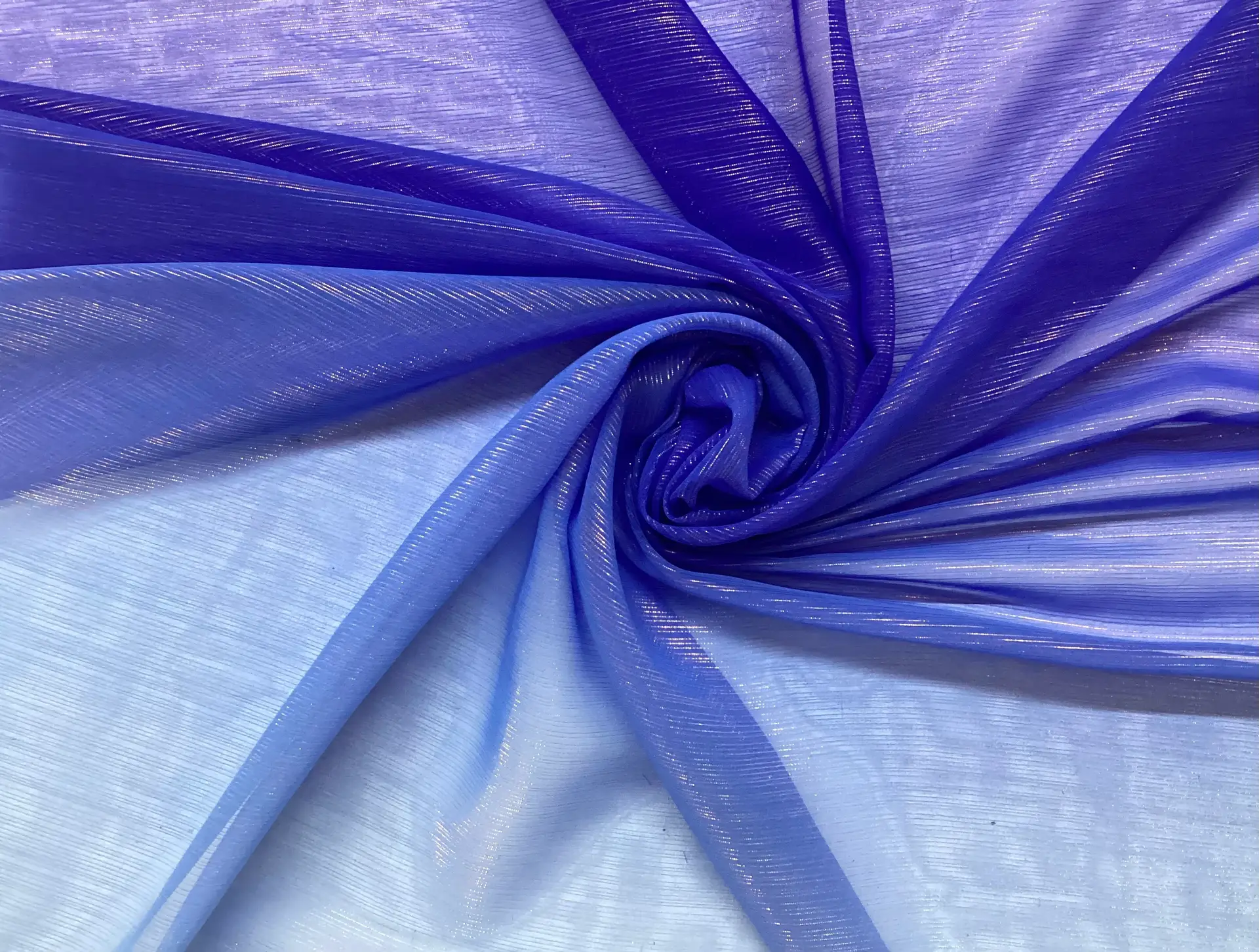 Ombre Polyester Metallic Chiffon in Royal