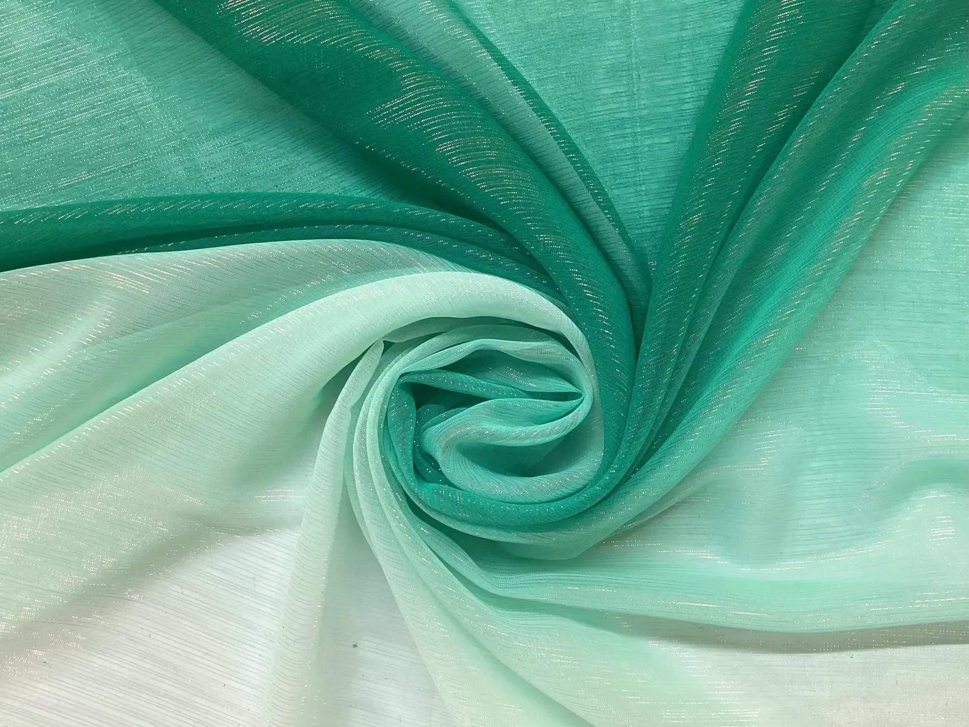 Ombre Polyester Metallic Chiffon in Green