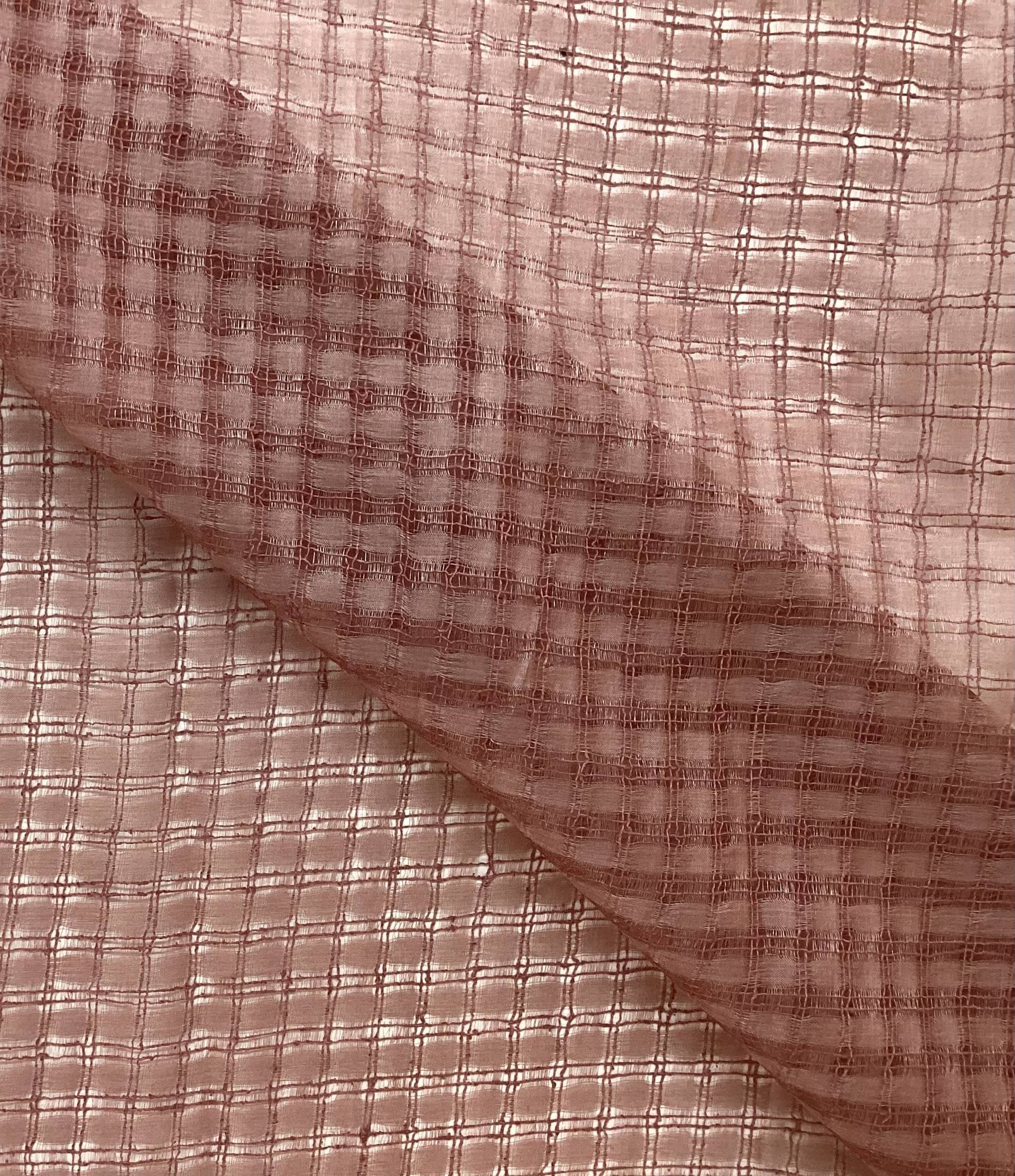 100% Silk Novelty Checkerboard In Dusty Rose