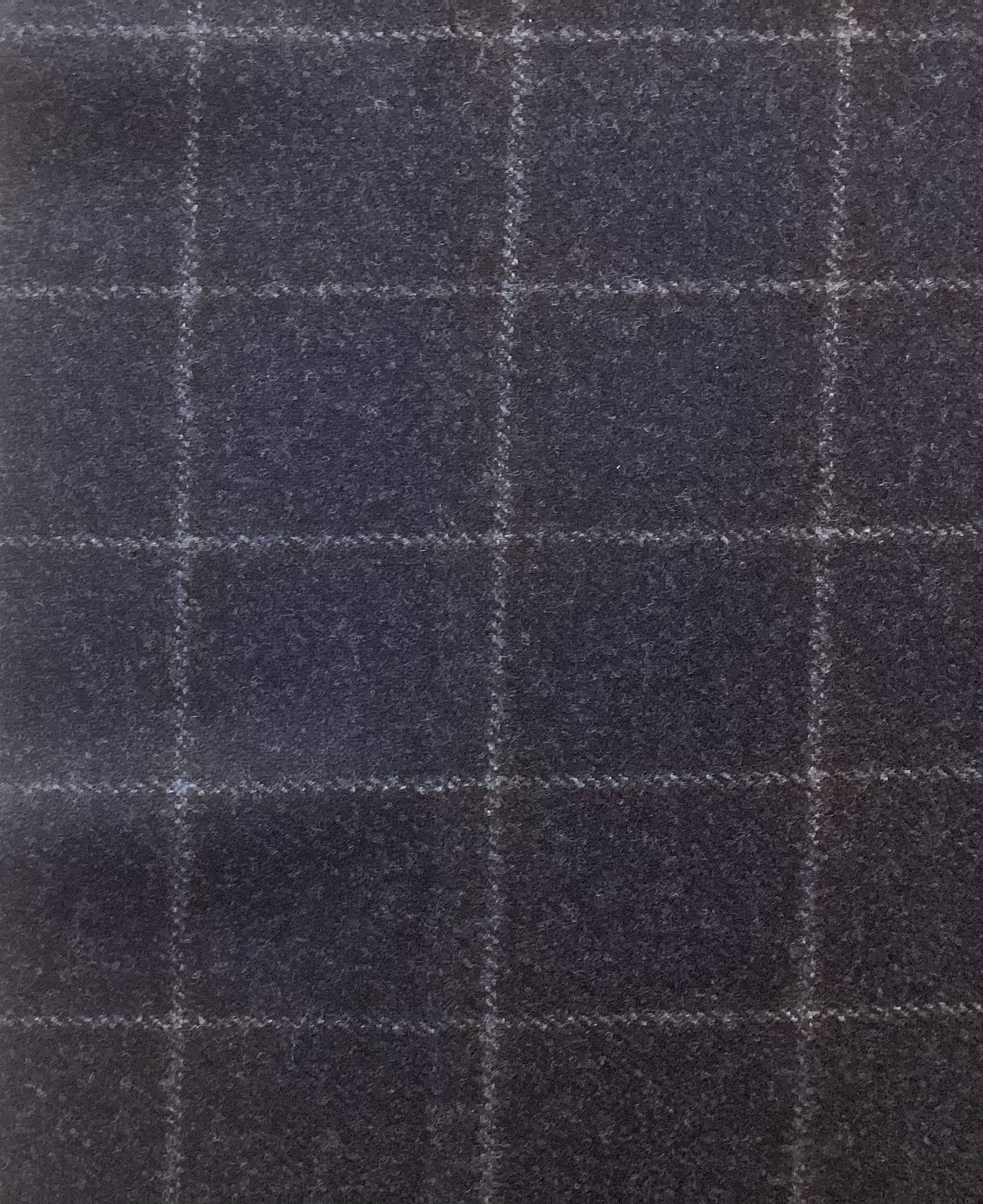 Made in Italy Loro Piana 100% Wool Flannel Windowpane In Chalk White On Navy
