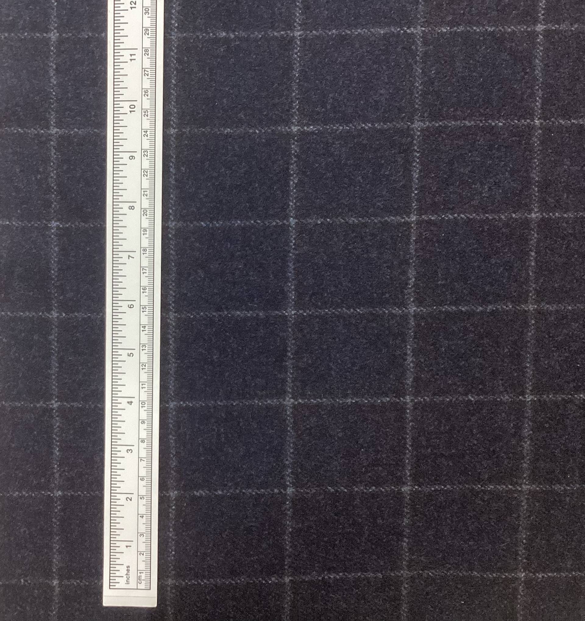 Made in Italy Loro Piana 100% Wool Flannel Windowpane In Chalk White On Navy