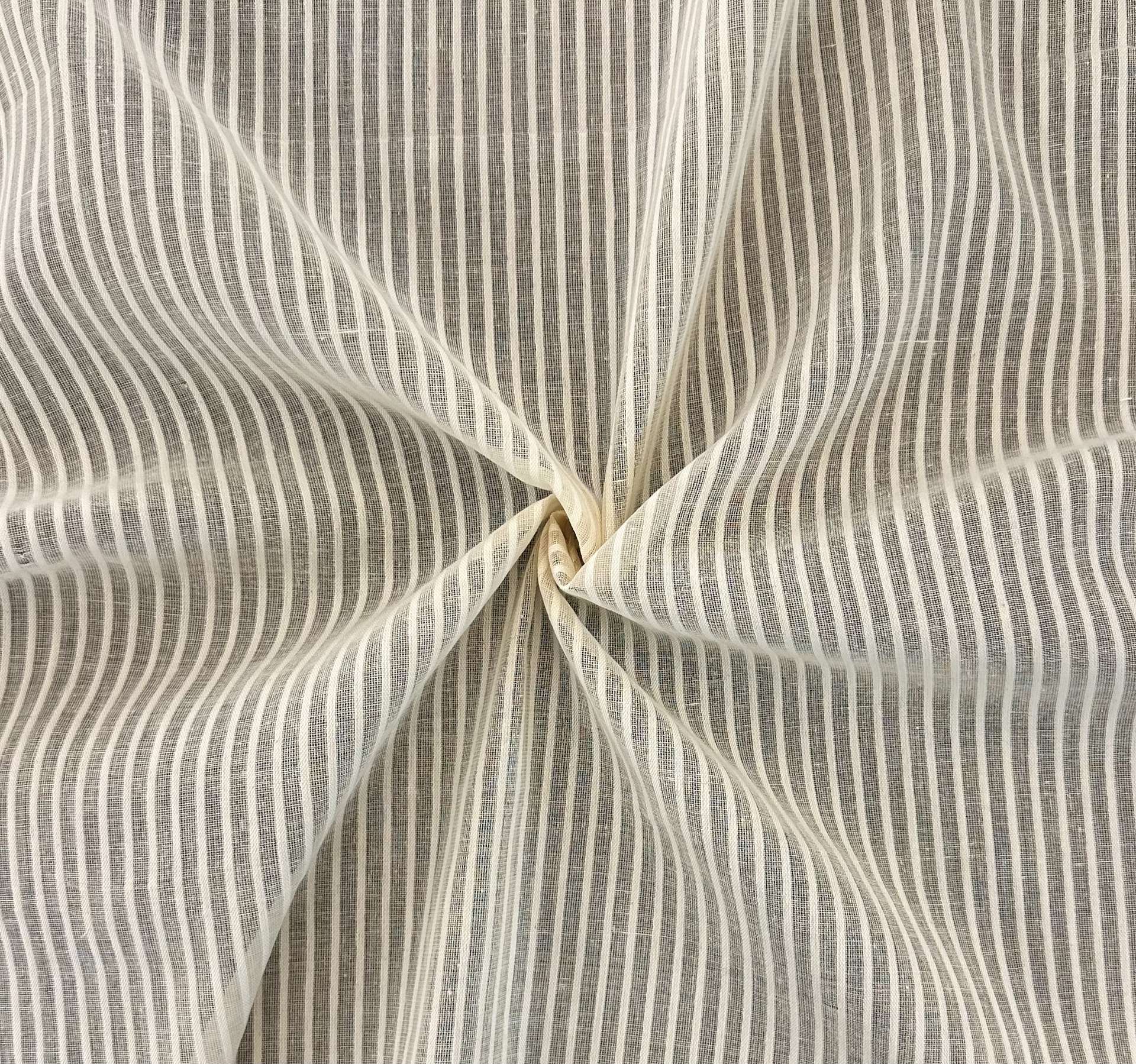 Indian Voile Cotton Stripe in Antique Ivory