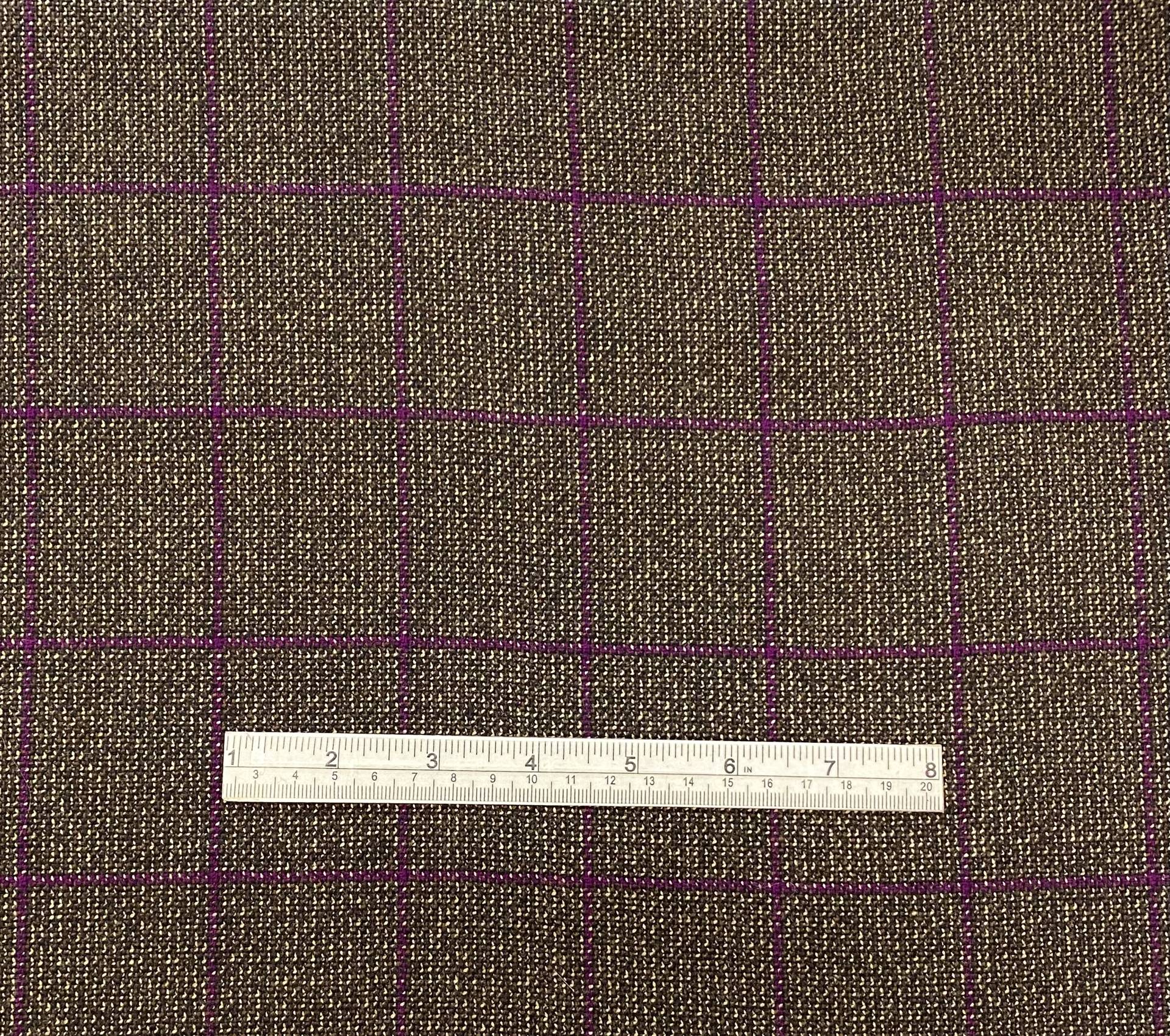 Wool Windowpane Plaid Fabric in Warehouse