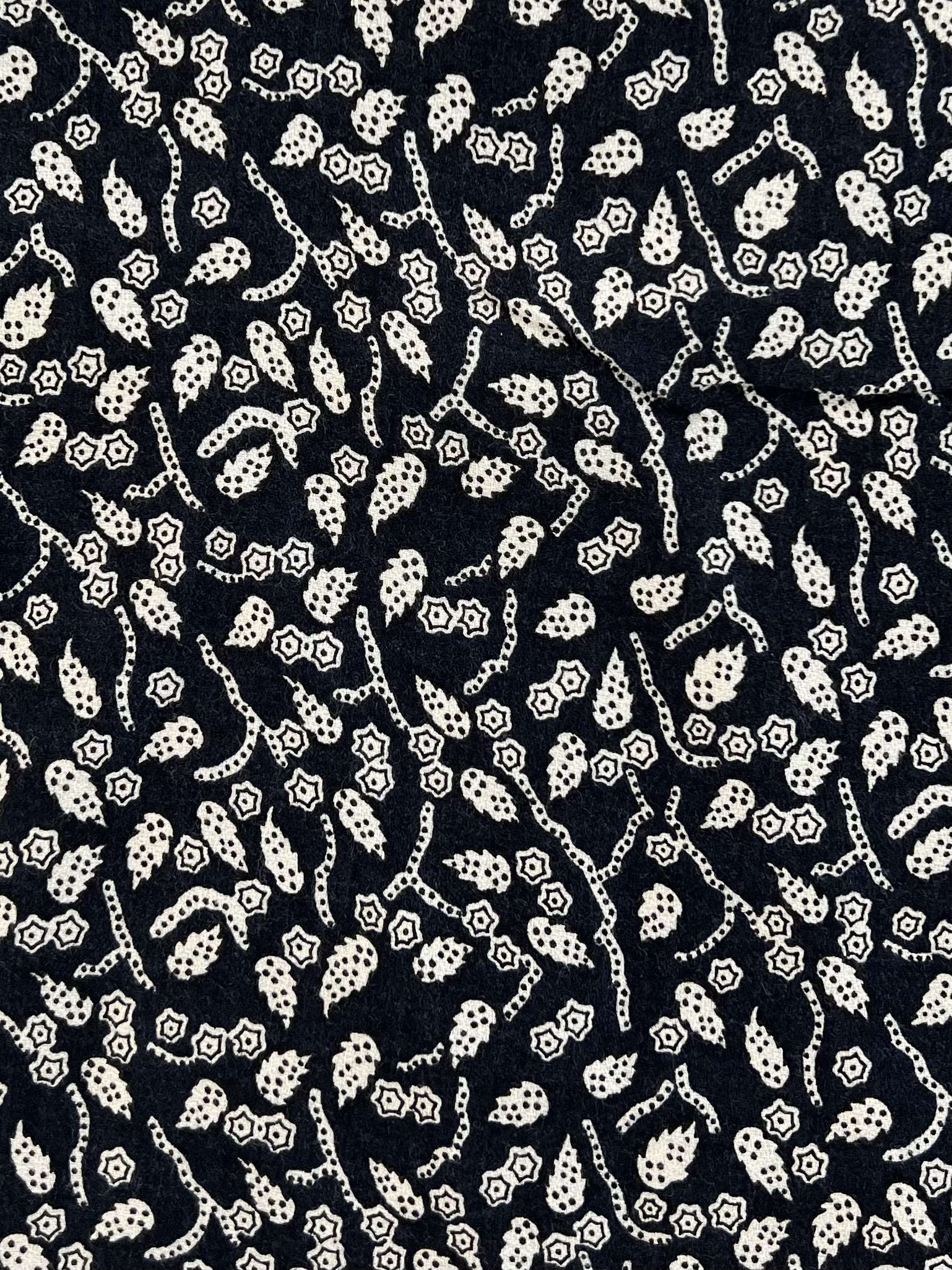 Wool & Viscose Challis Prints in Navy & white