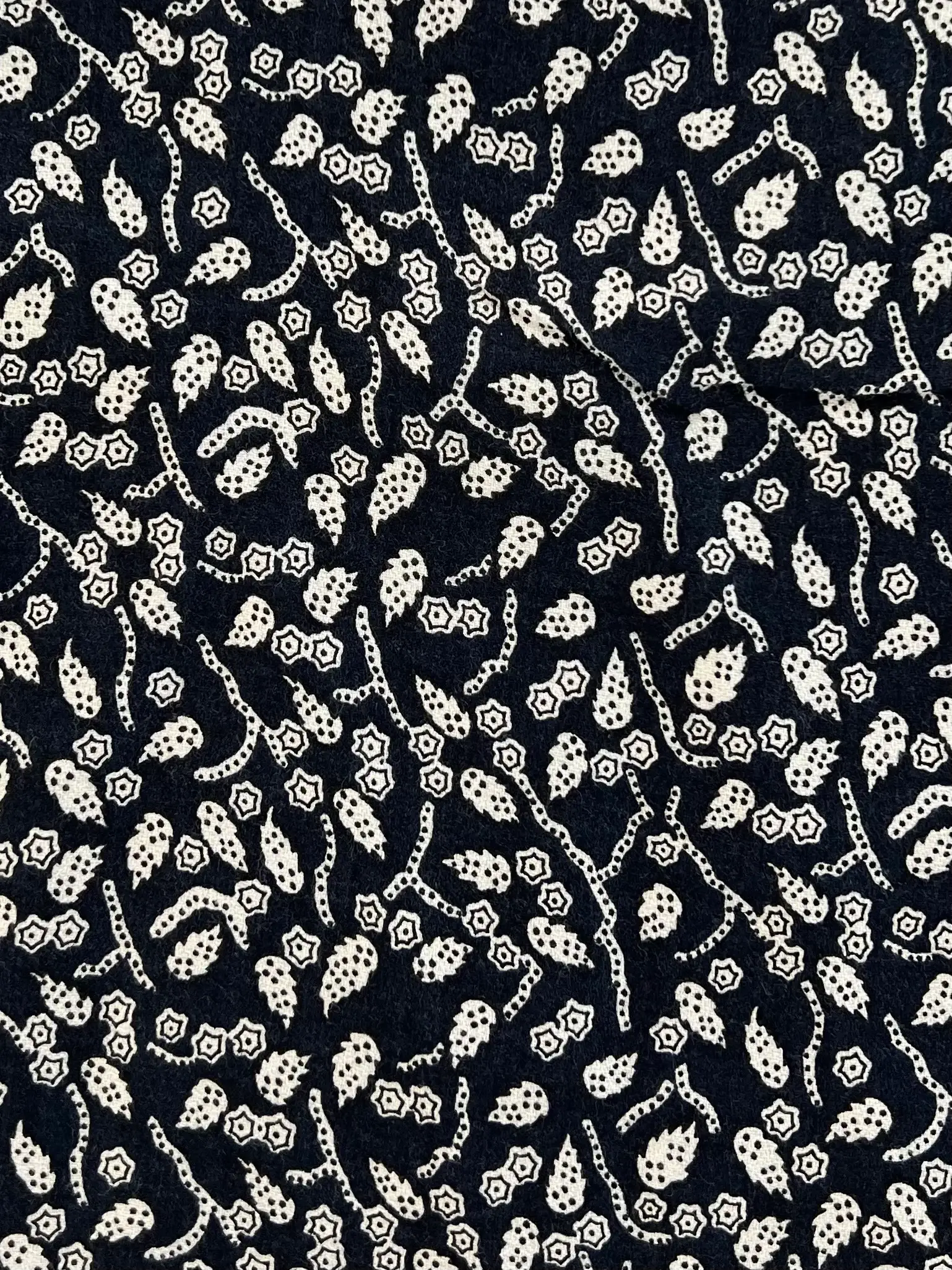 Wool & Viscose Challis Prints in Navy & white