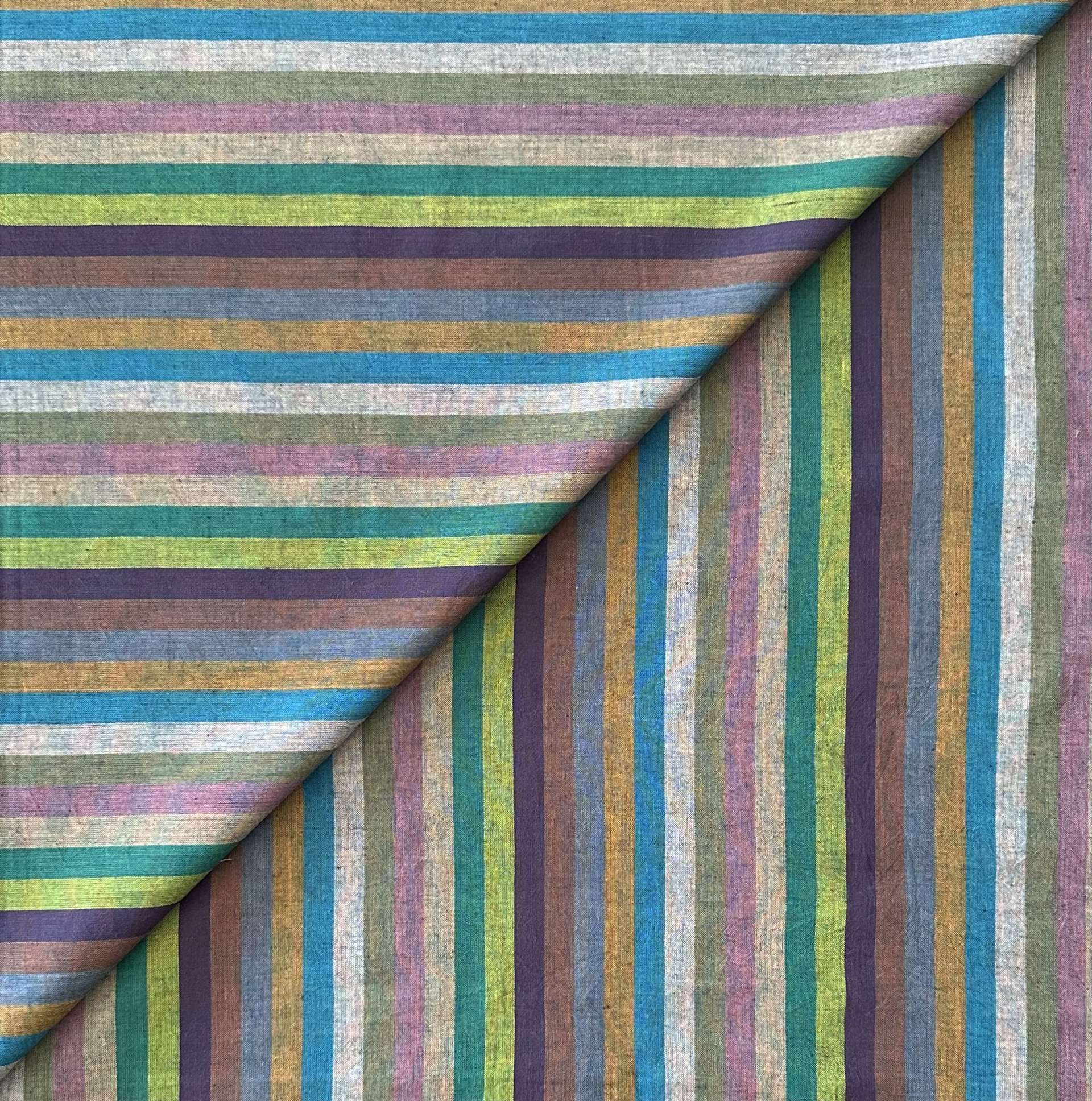 Woven Cotton Voile Stripe in Teal Multi