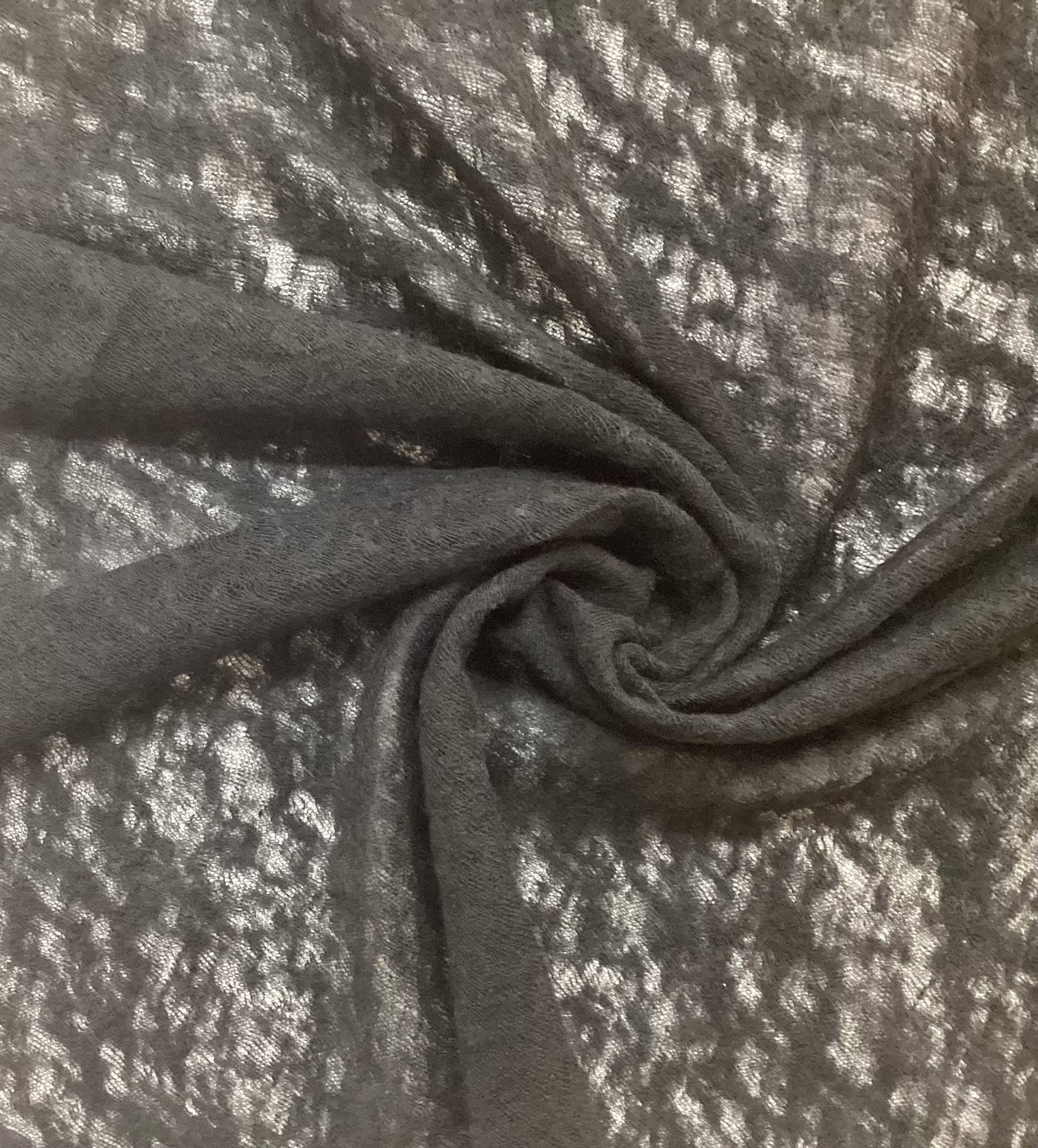 100% Wool Novelty Sheer Knit In Jet Black