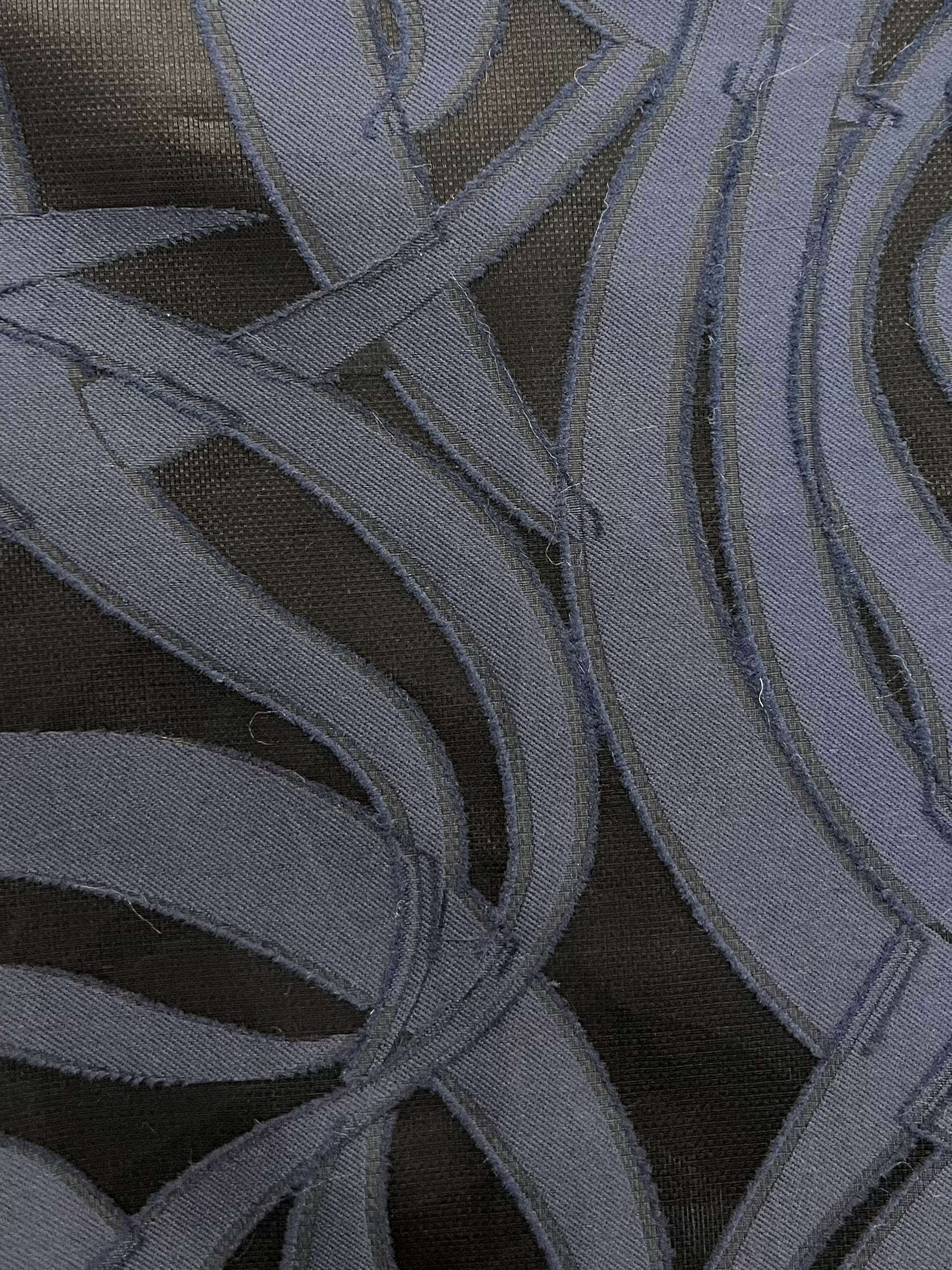 Silk & Acetate Swirl Fil Coupé in Navy