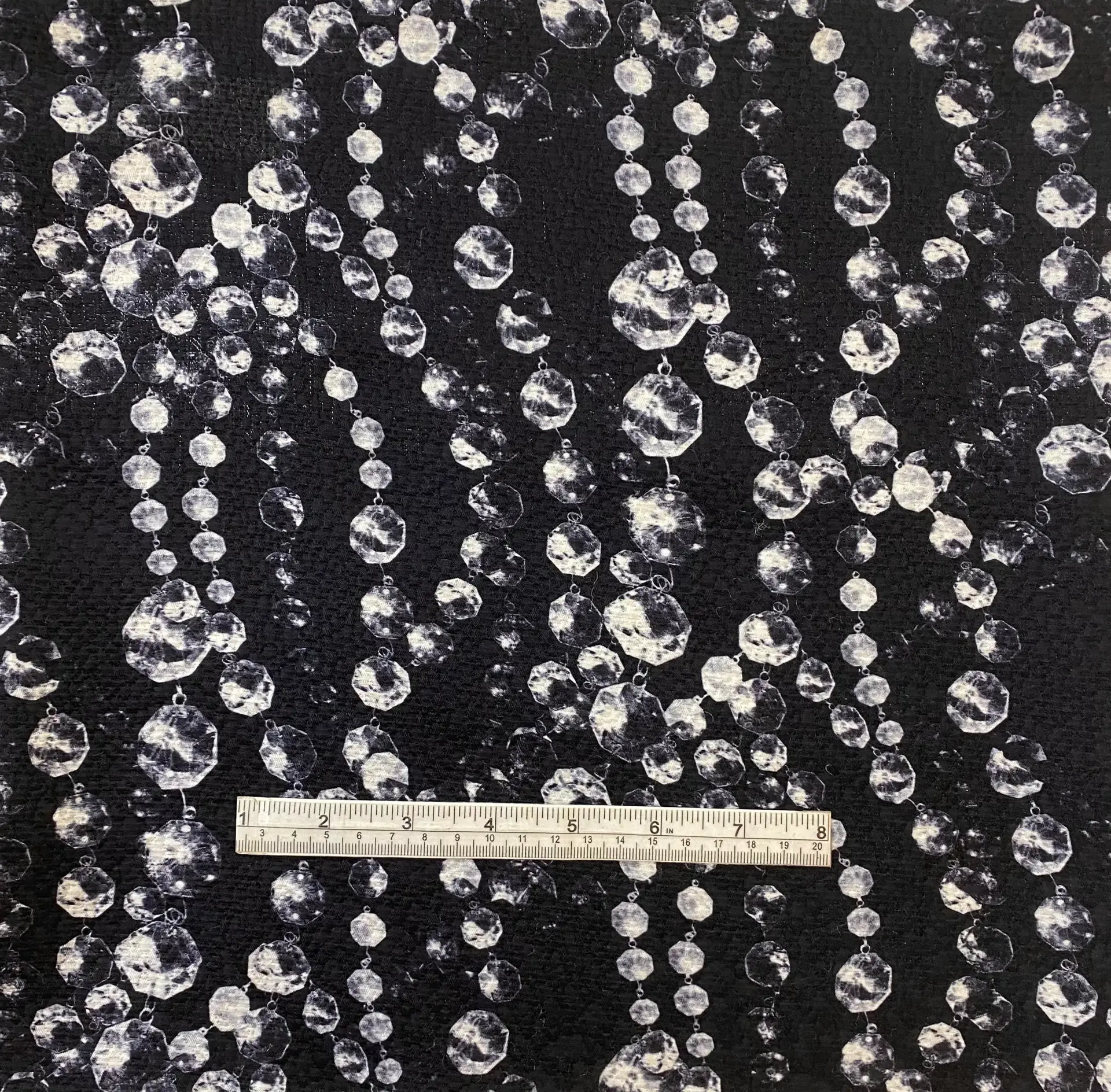 Silk and Wool Brocade Fabric in Black & White
