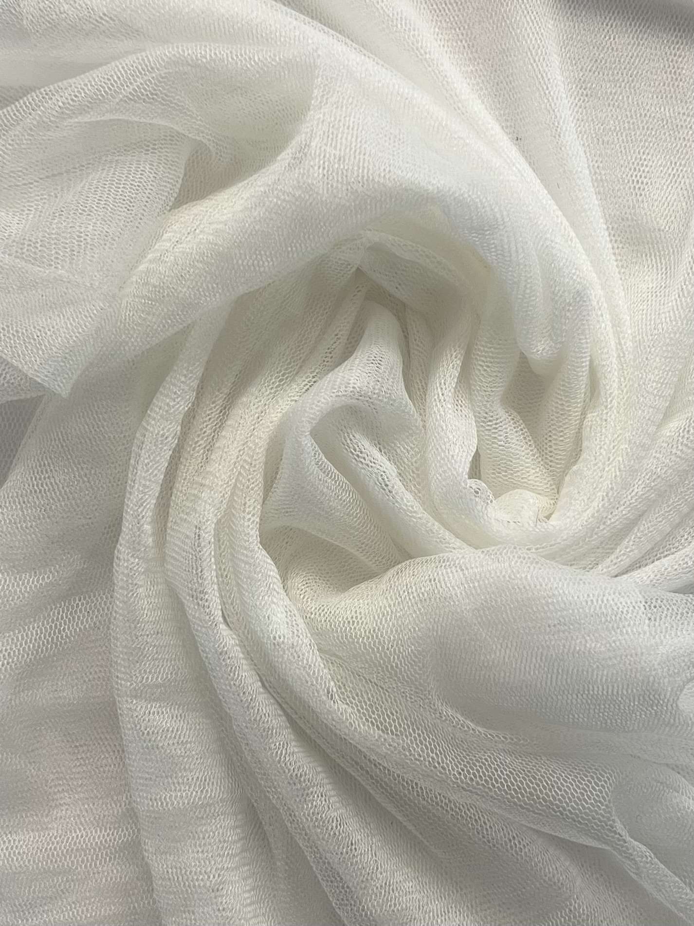 French Silk-Nylon Blend Tulle in Pale Ivory