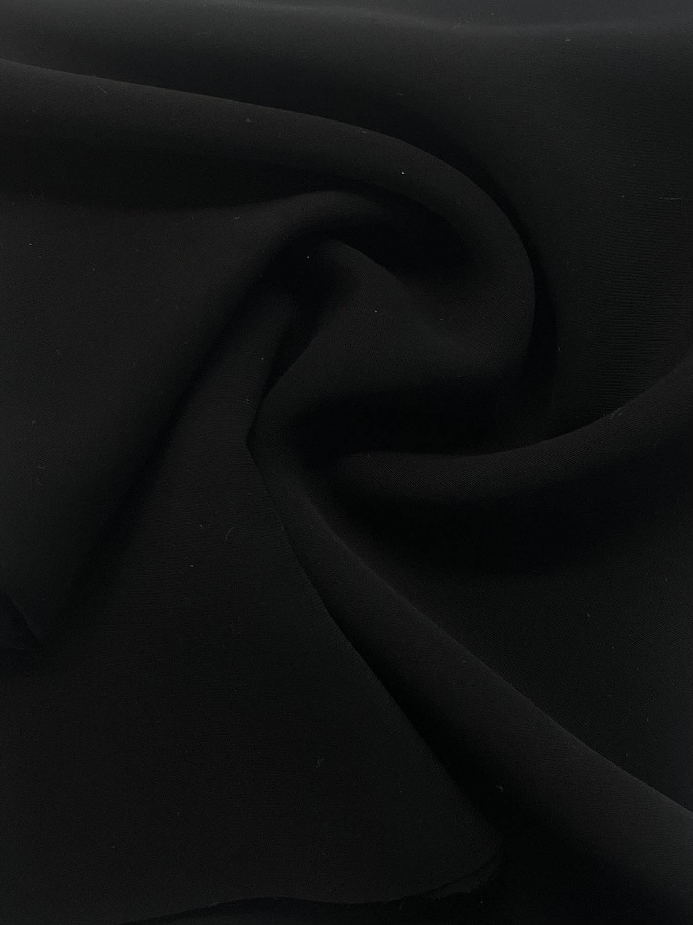 Stretch Polyester Crepe in Black