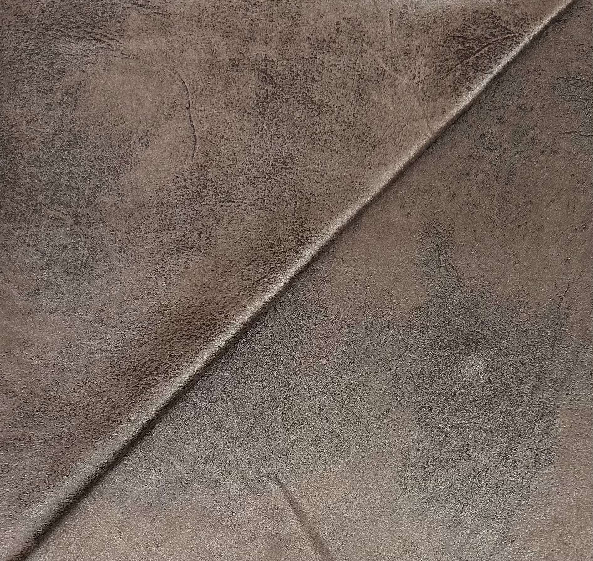 Stretch Distressed Faux Leather With Suede Back in Brown