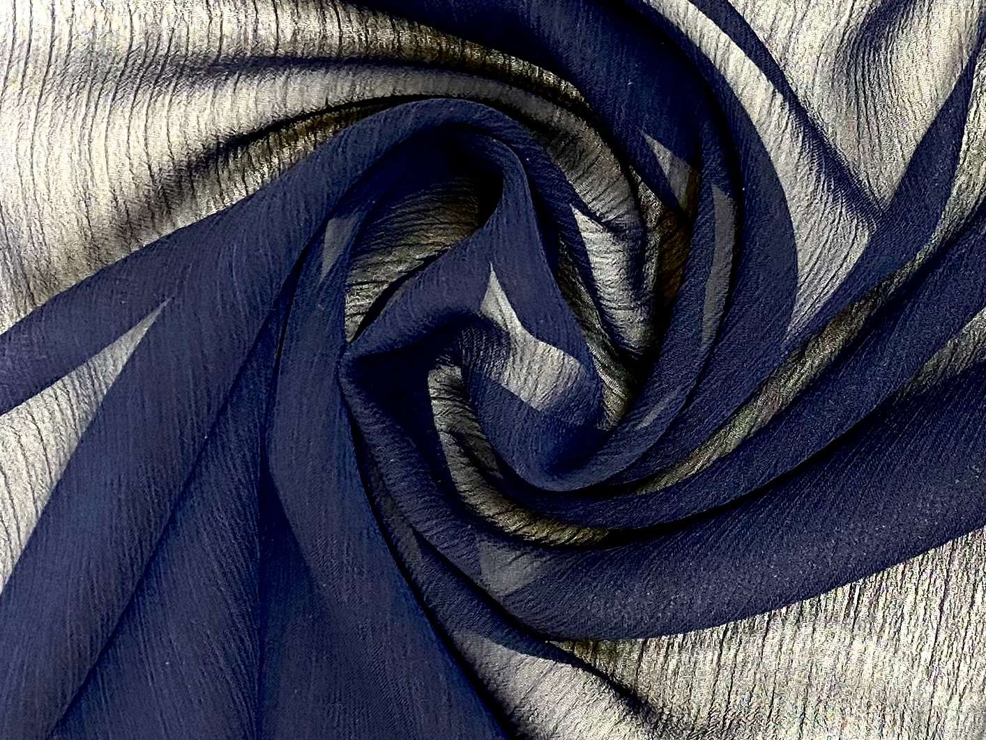 100% Polyester Crinkle Chiffon in French Navy