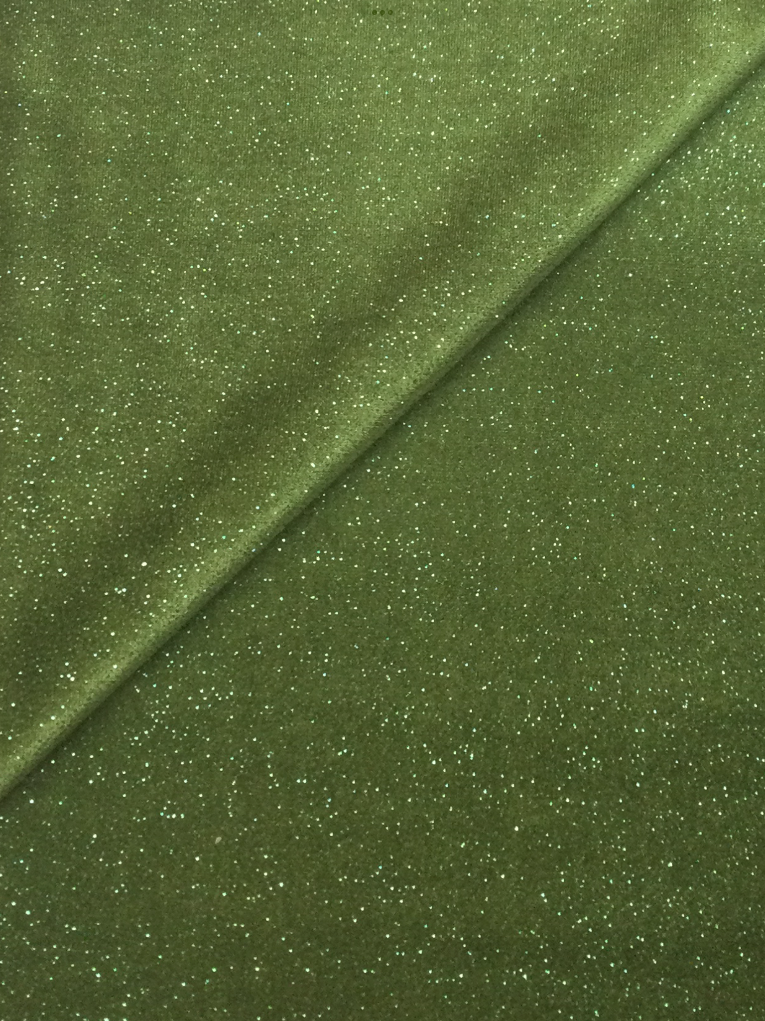 Polyester and Lycra Blend Stretch Glitter Velvet in Olive