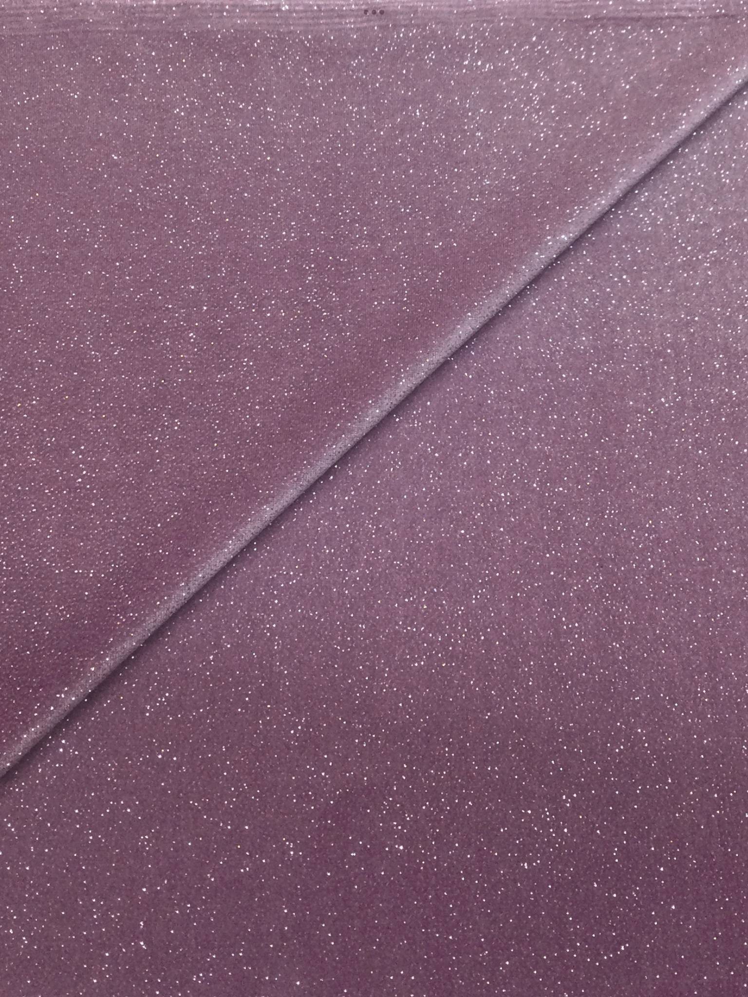 Polyester and Lycra Blend Stretch Glitter Velvet in Lavender