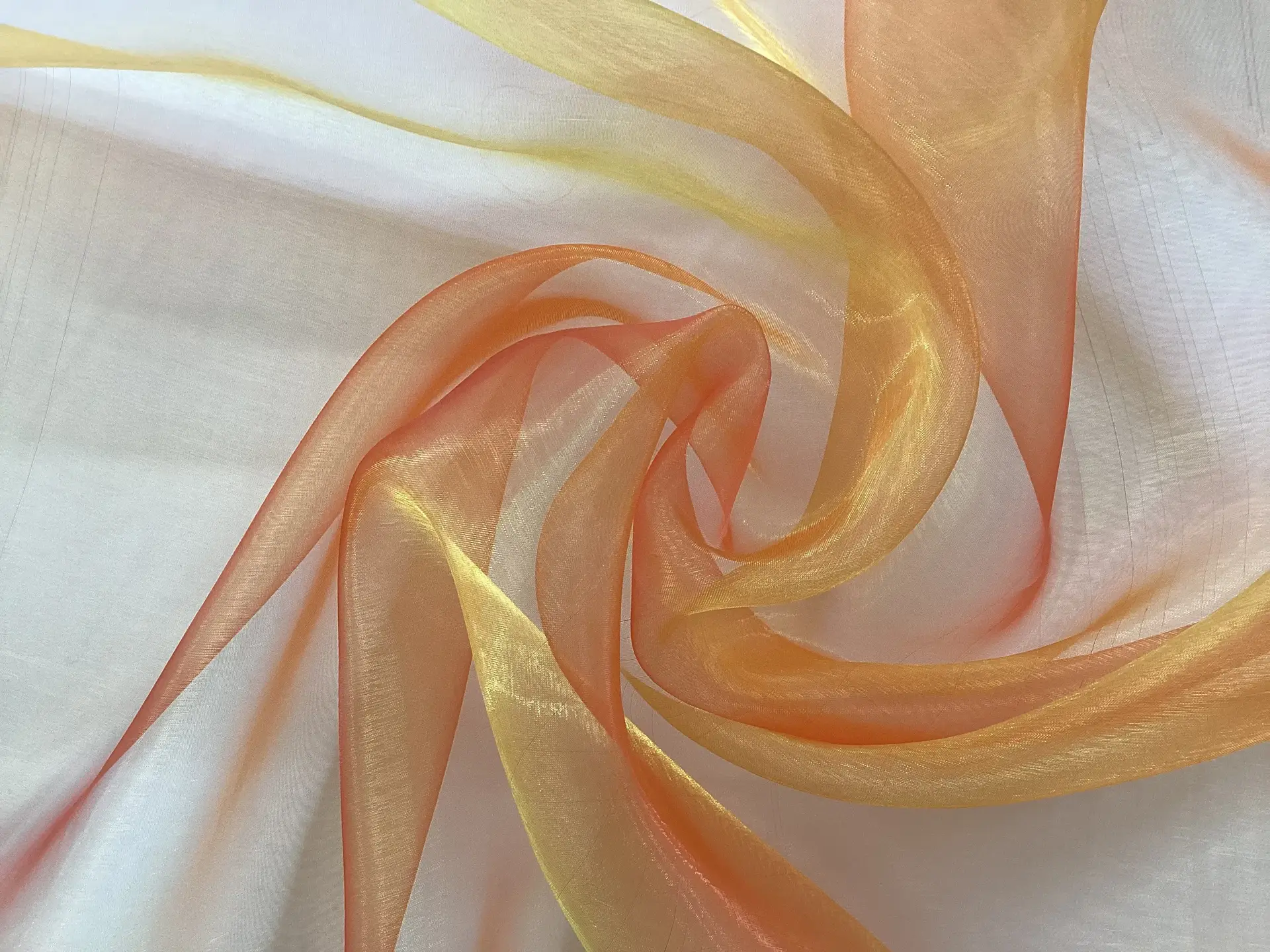 Extra Fine Iridescent Organza in Light Flame