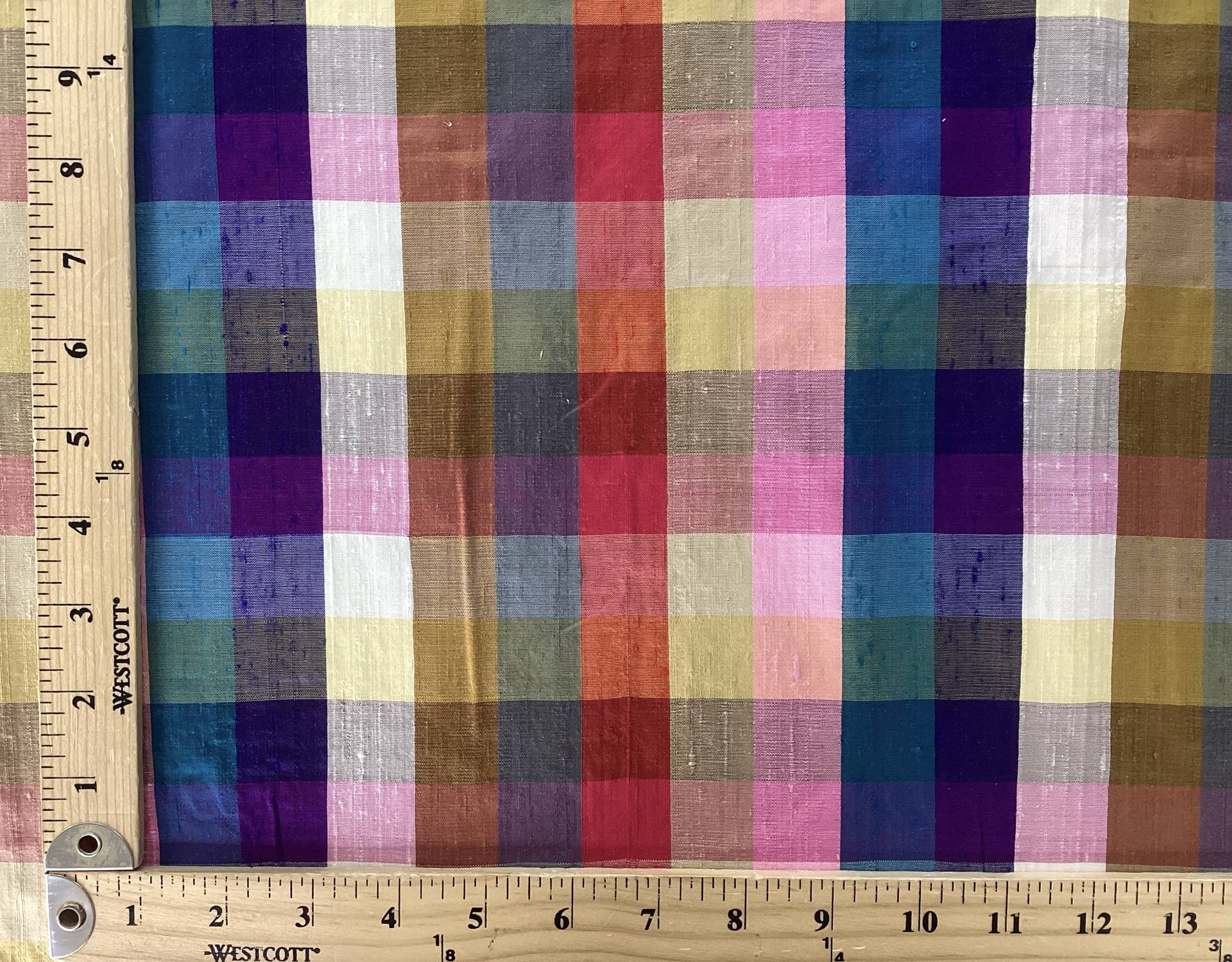 100% Silk Shantung Checked In Carnival