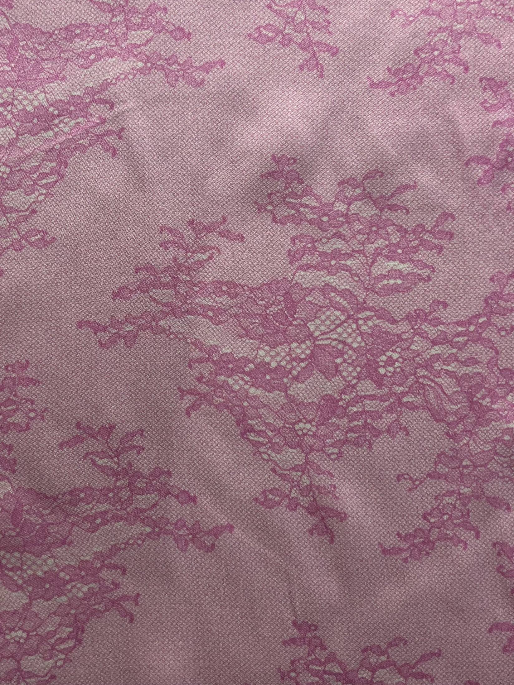 Lace Motif Printed Silk charmeuse in Pink Pink