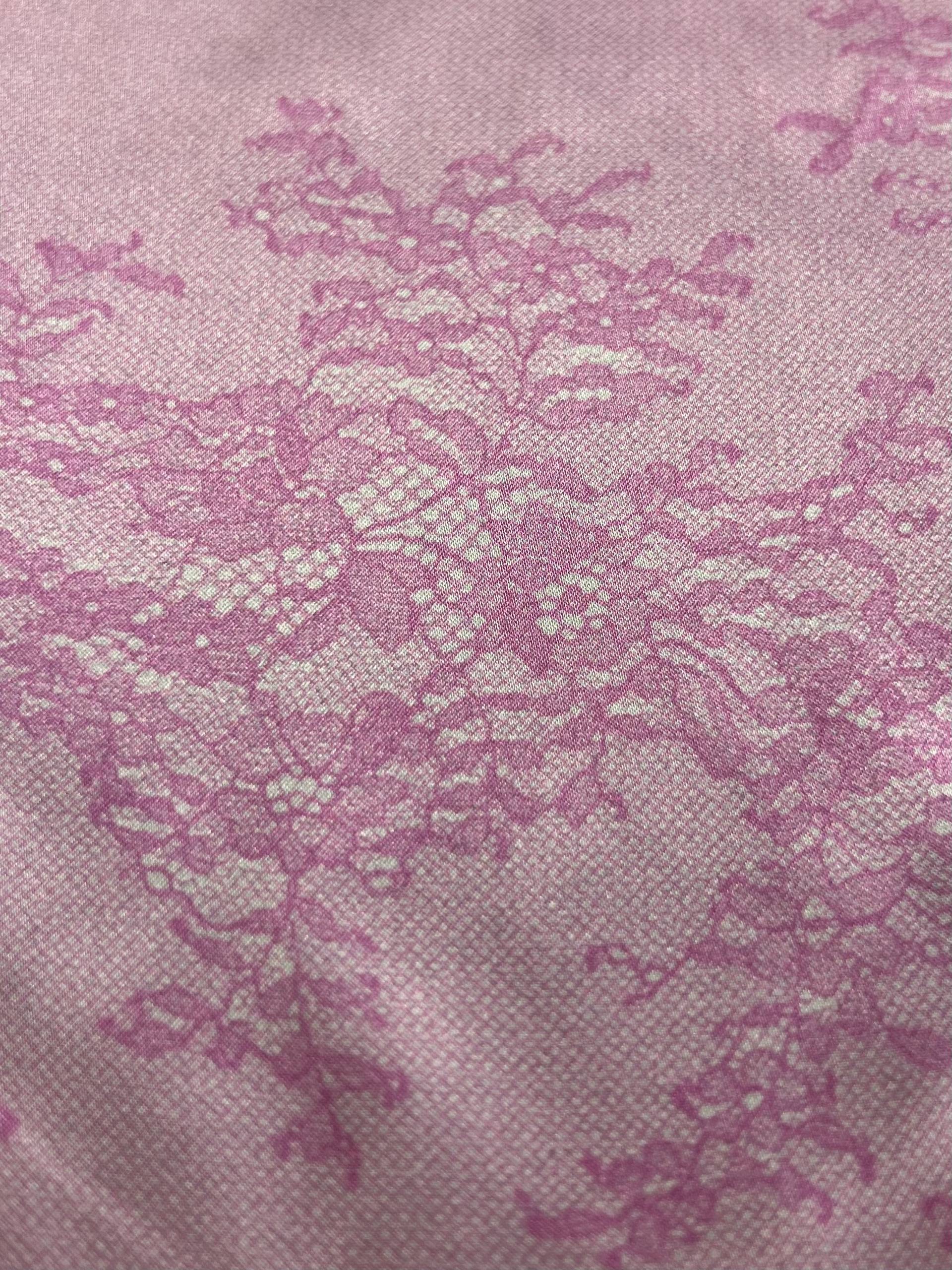 Lace Motif Printed Silk charmeuse in Pink Pink
