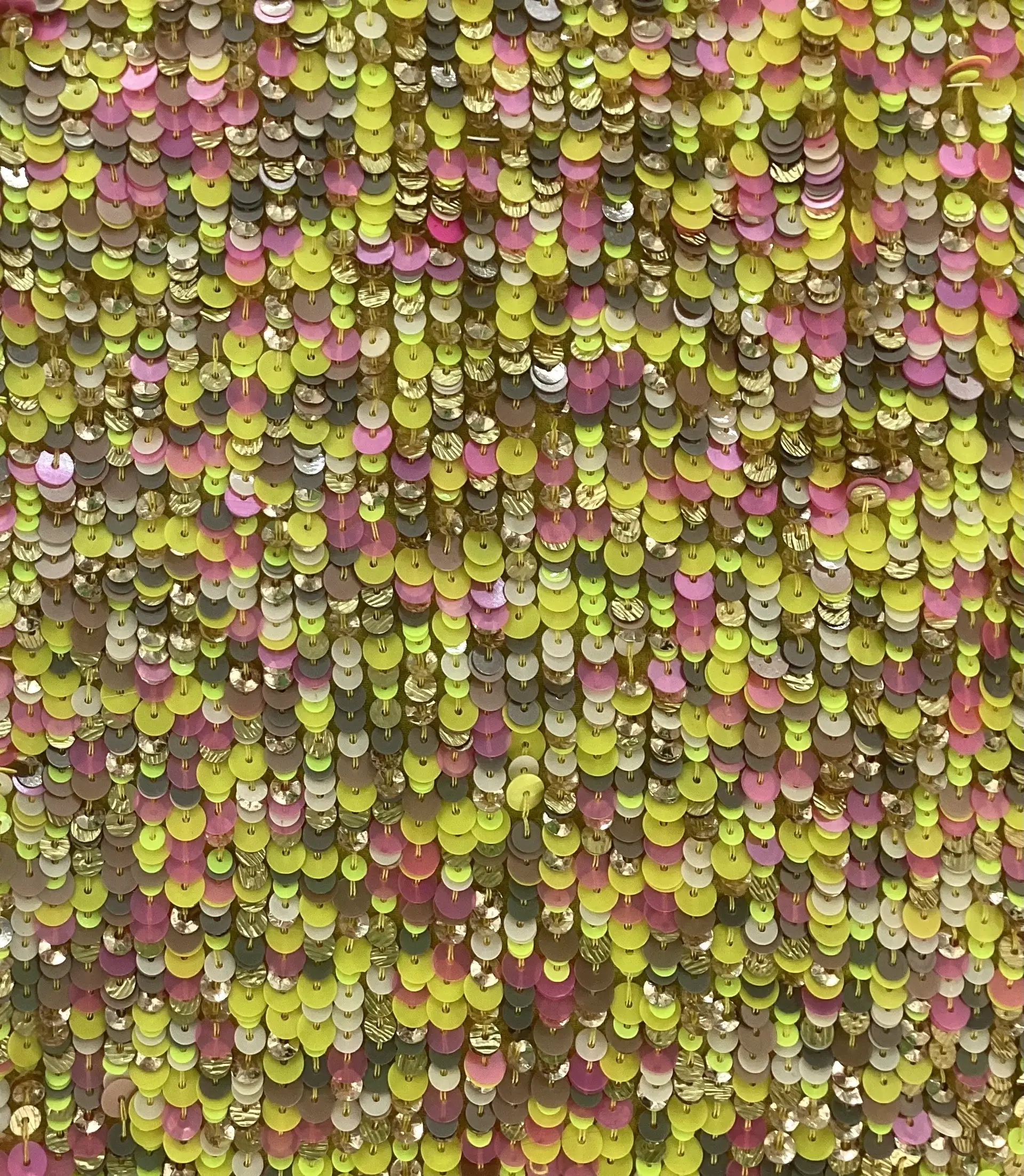 Sequins on Silk Chiffon in Spring Flowers