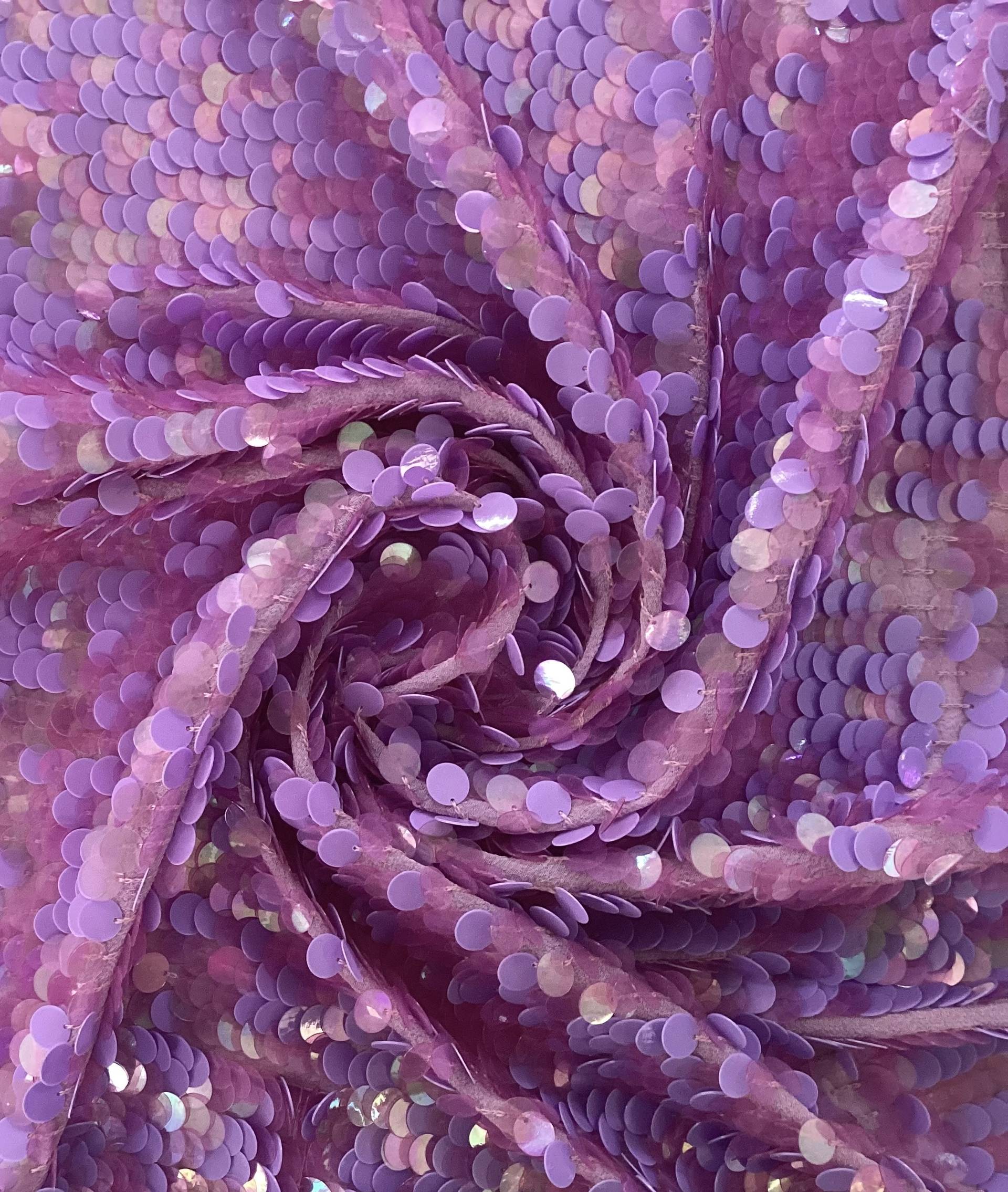 Paillettes on Silk Chiffon in Pansy
