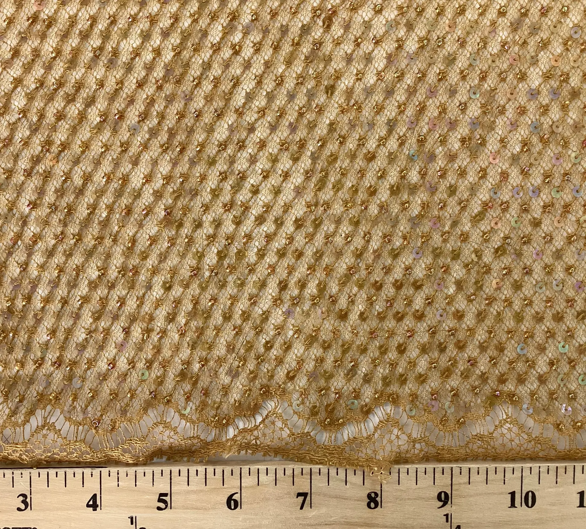 Beaded Chantilly Lace in Honey