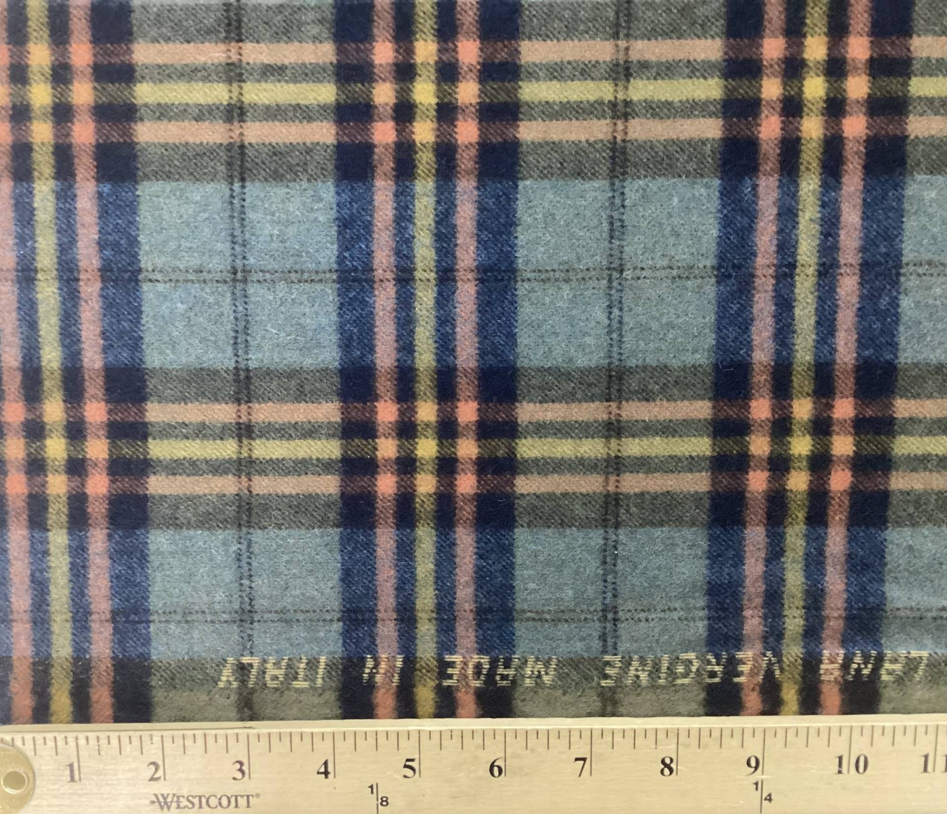Made In Italy 100% Wool Flannel Plaid In Foliage Colour