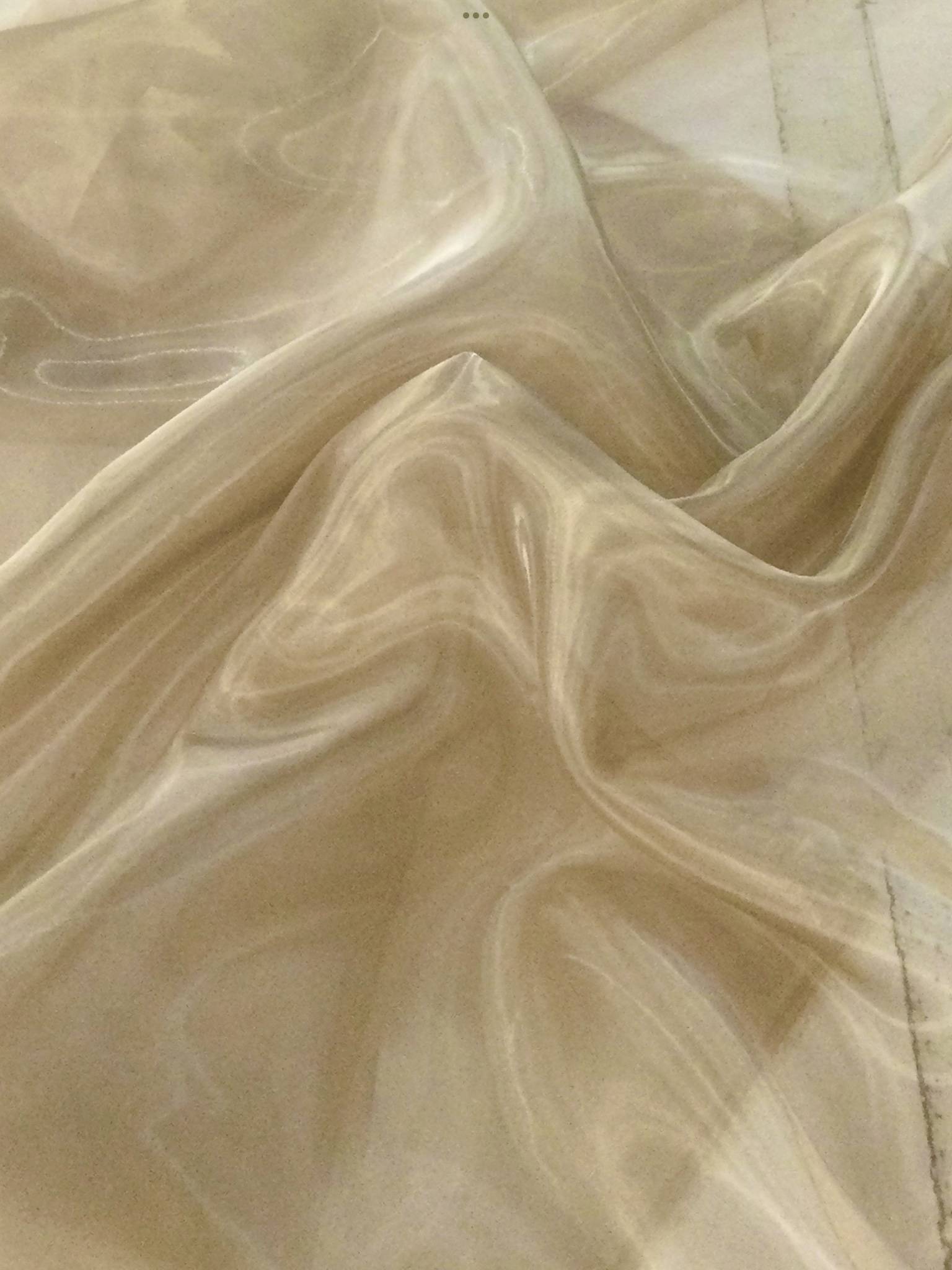 Japanese Polyester Metalized Glass Organza in Light Gold