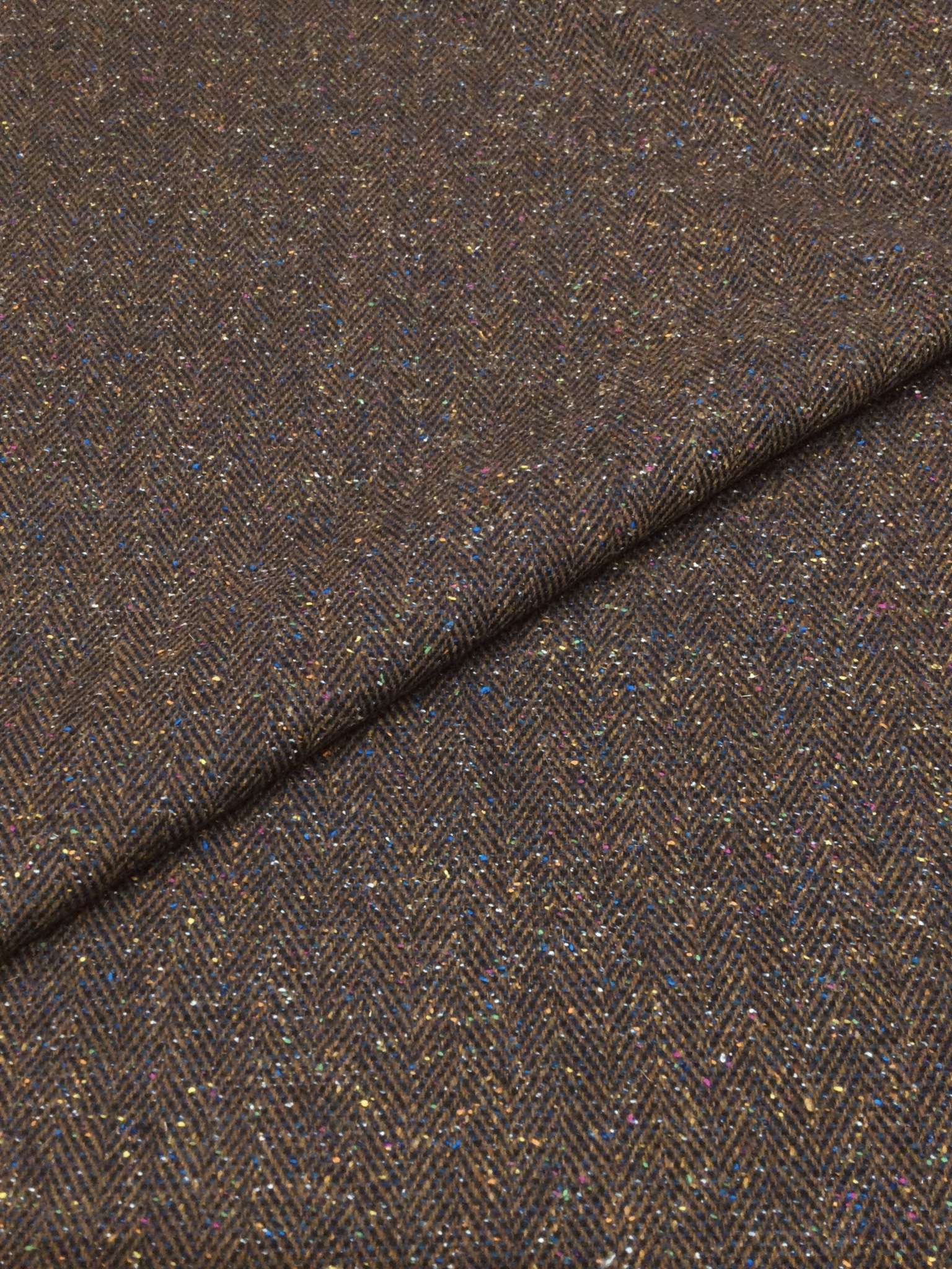 Wool Herringbone Tweed in Brown