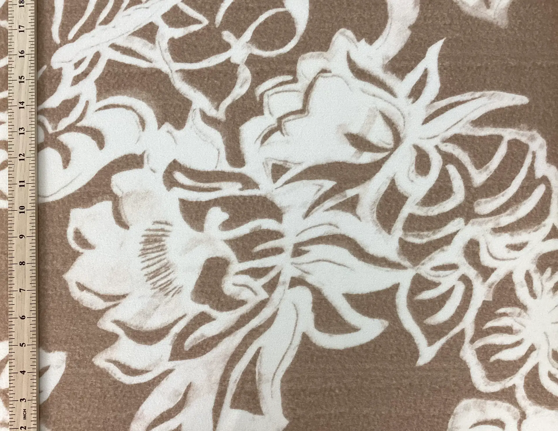 Italian 100% Cashmere Printed Coating in Camel & Ivory