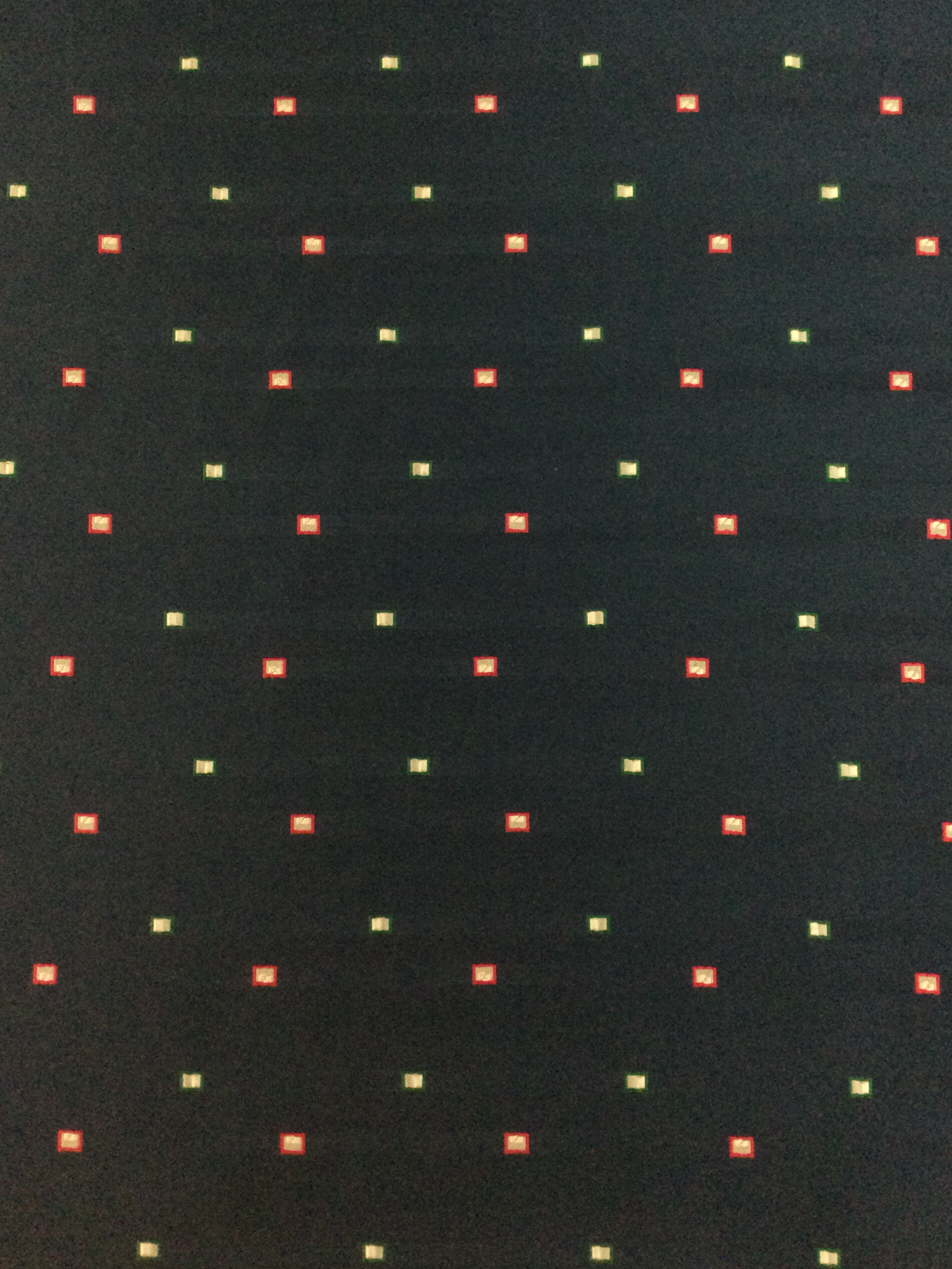 Italian Silk Tie Brocade Navy with Red/Green/Silver Rectangles