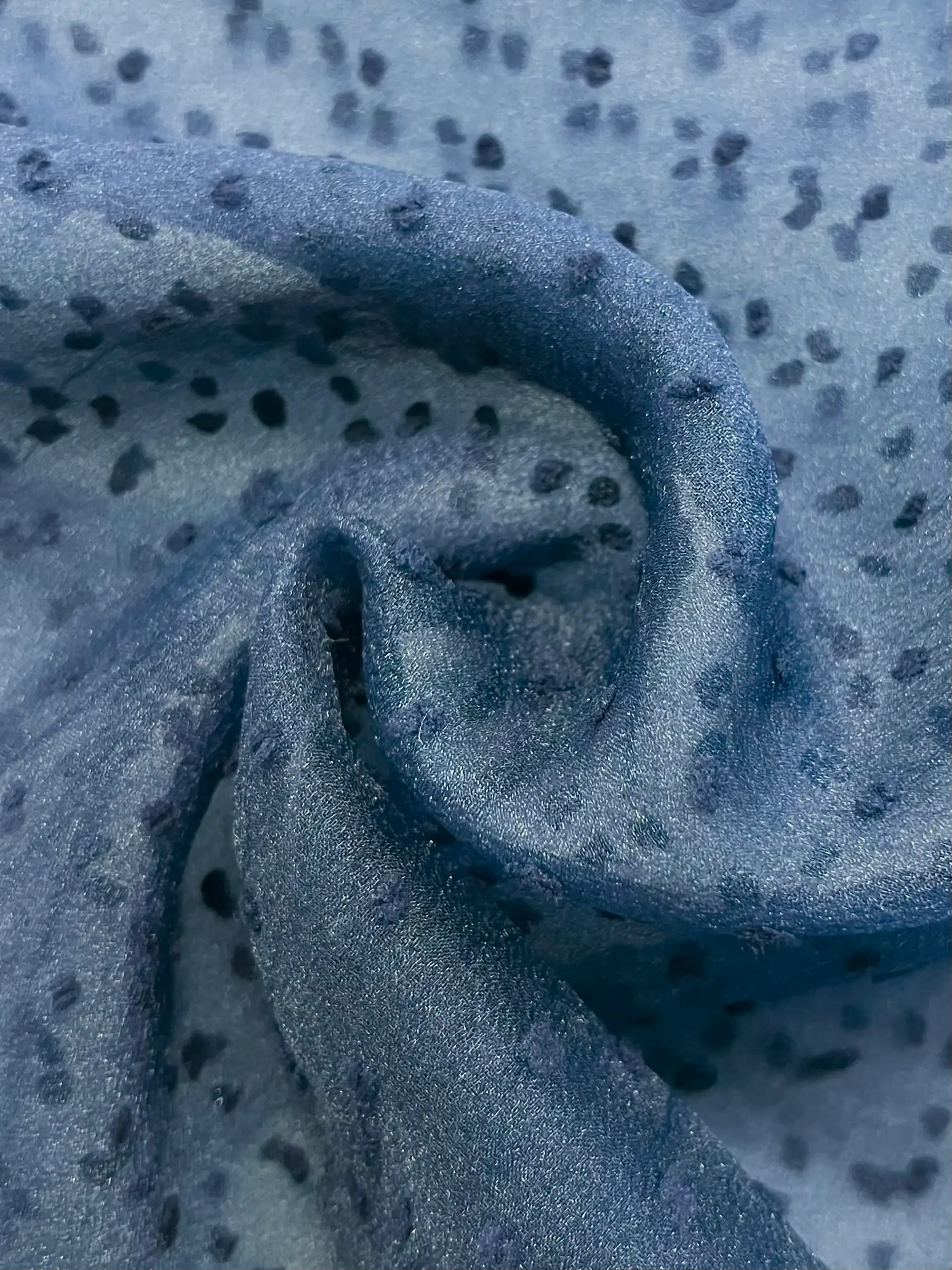 Polyester Swiss Dot Crinkle Organza in Navy