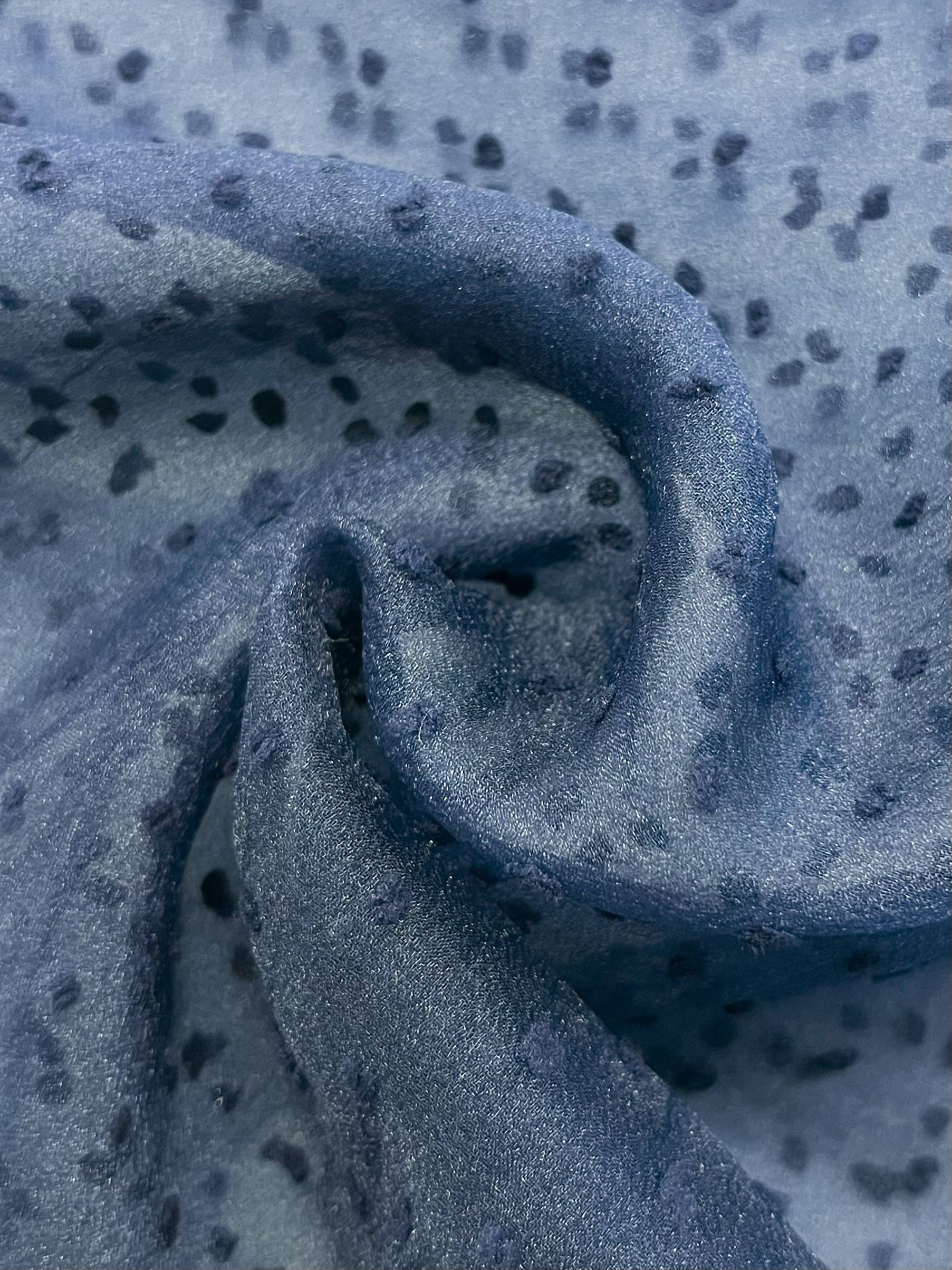 Polyester Swiss Dot Crinkle Organza in Navy