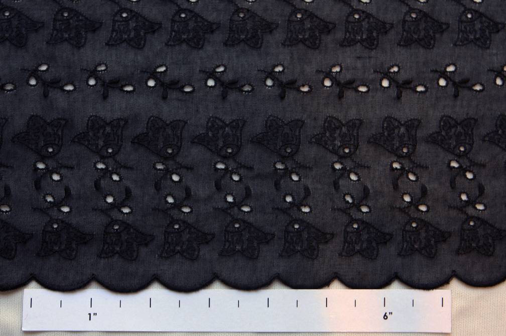 Cotton Voile Eyelet in Midnight Navy0
