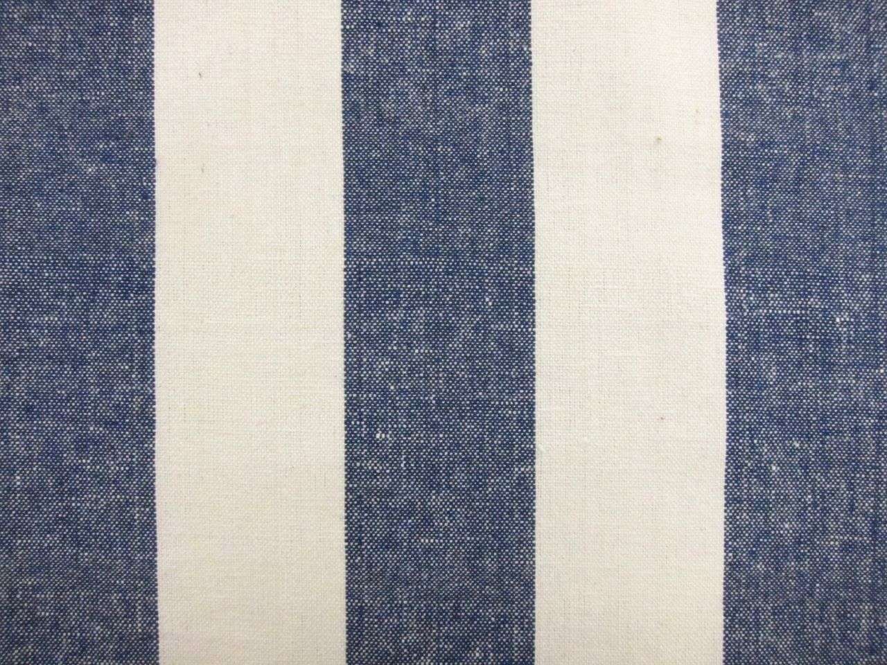 Cotton Upholstery 3" Stripe In Denim And Off White0