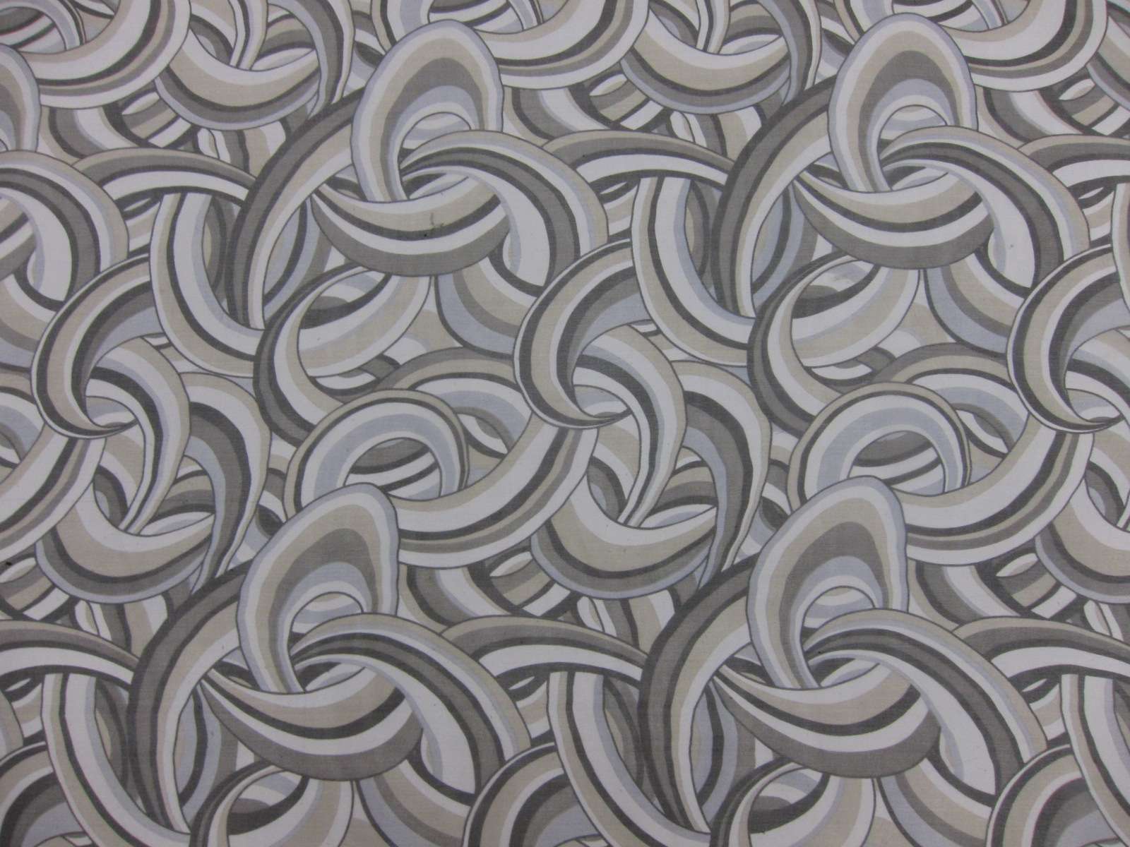 Printed Silk Chiffon Grey Brown White Stripes Curved