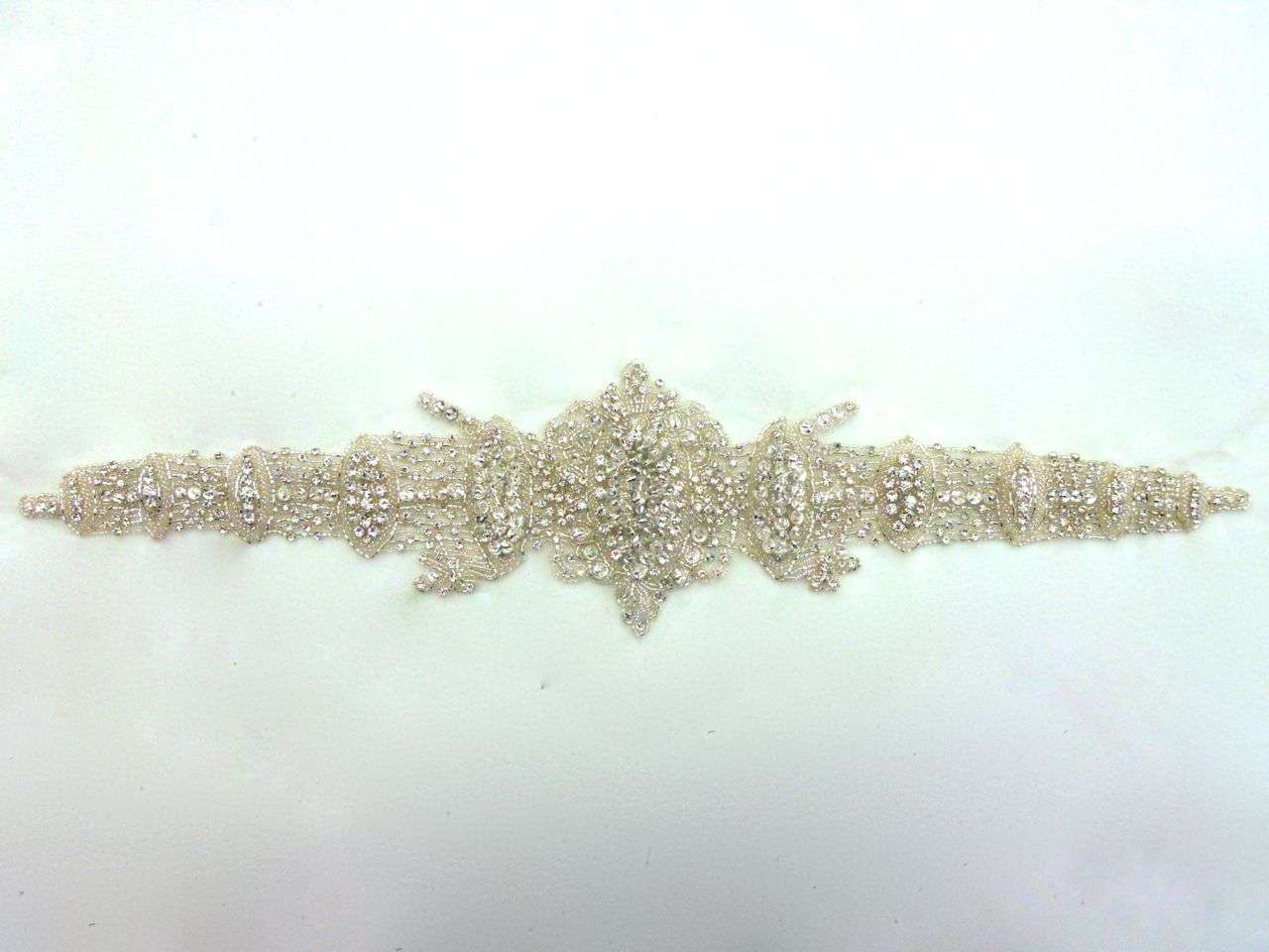 Esther Silver Crystal Beaded Tulle Belt0